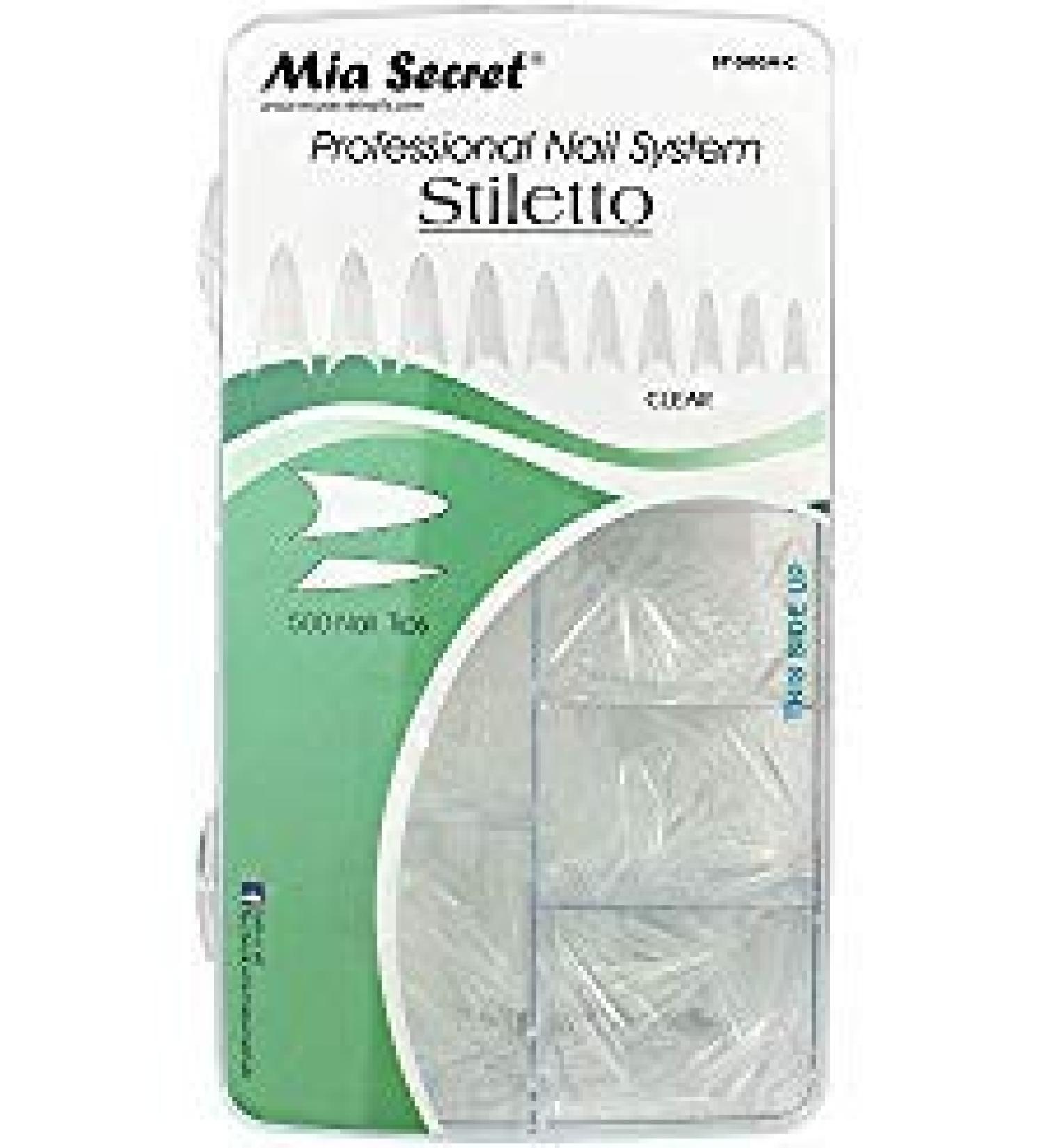 Mia Secret - Nail Tip stiletto Clear 500 pcs Clear Or Natural Pick Yours (Clear 500)