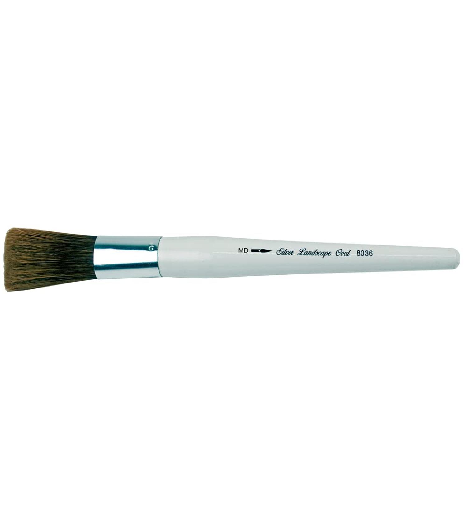 Silver Brush Limited 8036MD Silver Jumbo Landscape Oval Brush - Medium Size, Short Handle for Large Murals, Easel Painting, and Furniture - Buy Online on SooperMarket.com