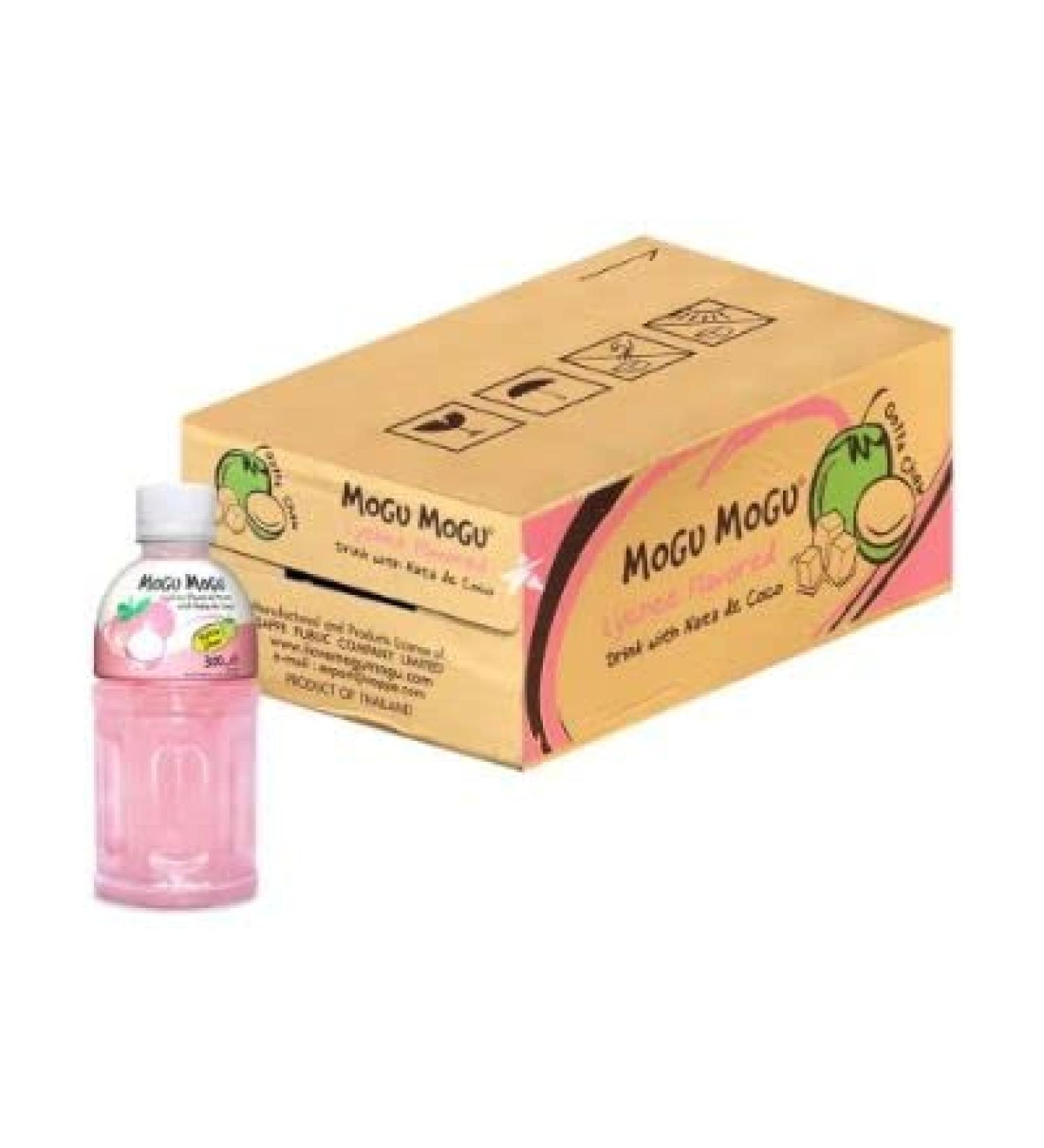 Mogu Mogu Lychee Flavoured Drink with NATA de Coco (Gotta Chew) | On the Go Drink | Jelly Texture | Refreshing Taste | No Added Preservatives and Colours | 320ml x 24 Bottles