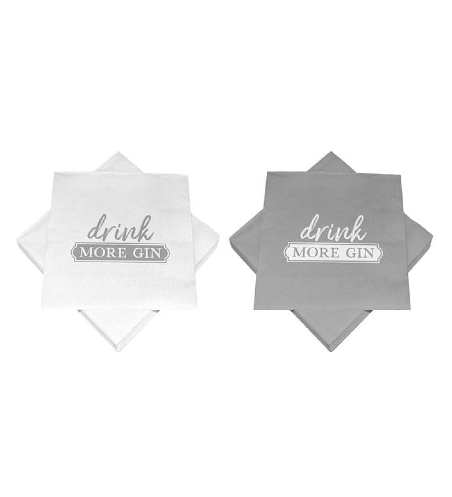 150 Drink More Gin Cocktail Napkins - 3-Ply 25x25cm | Perfect for Parties & Events | International Shipping - Buy Online on SooperMarket.com
