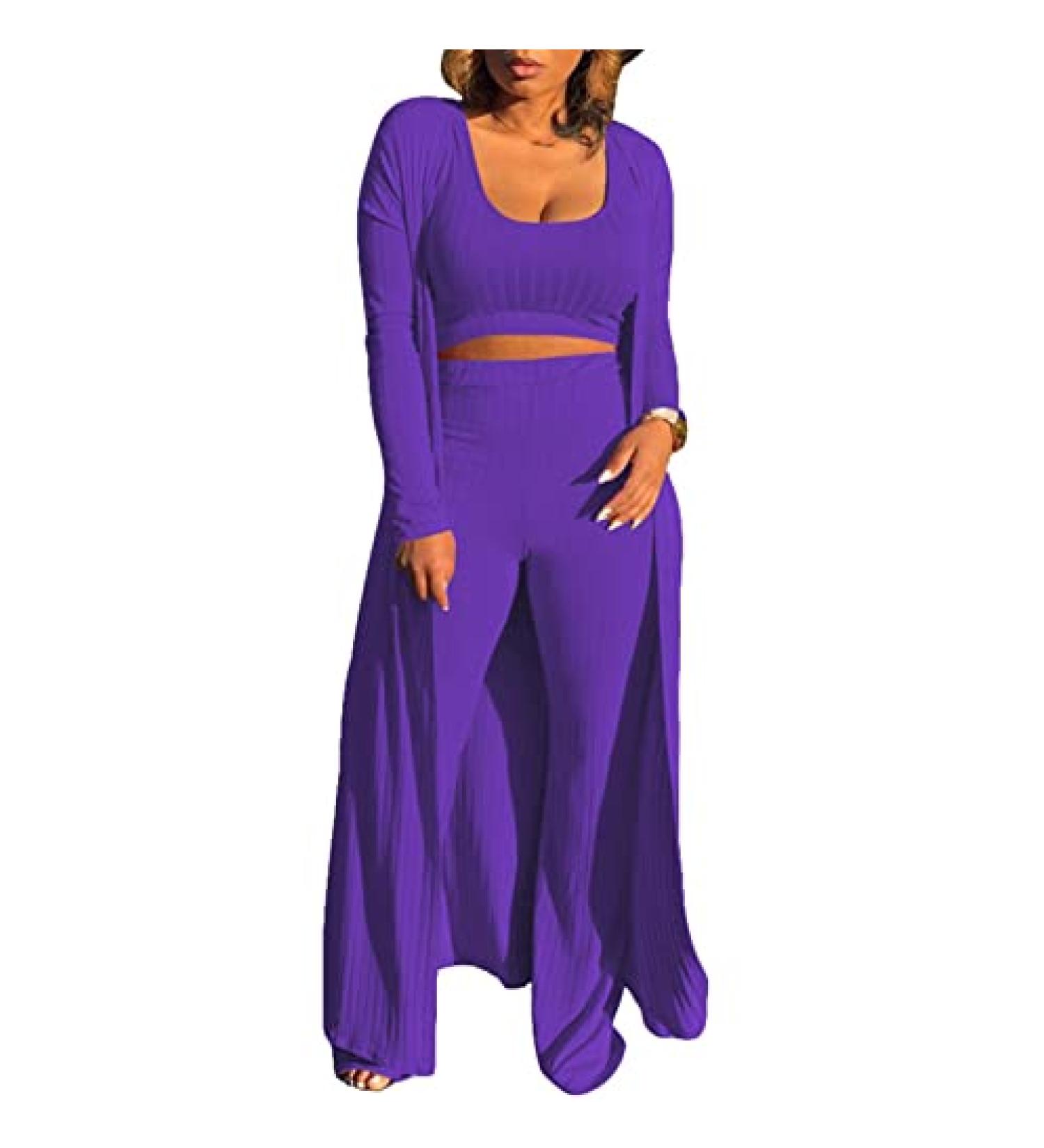 HANMAX Women's Winter Knitted Tracksuit Set - Purple, XX-Large - Buy Online on SooperMarket.com