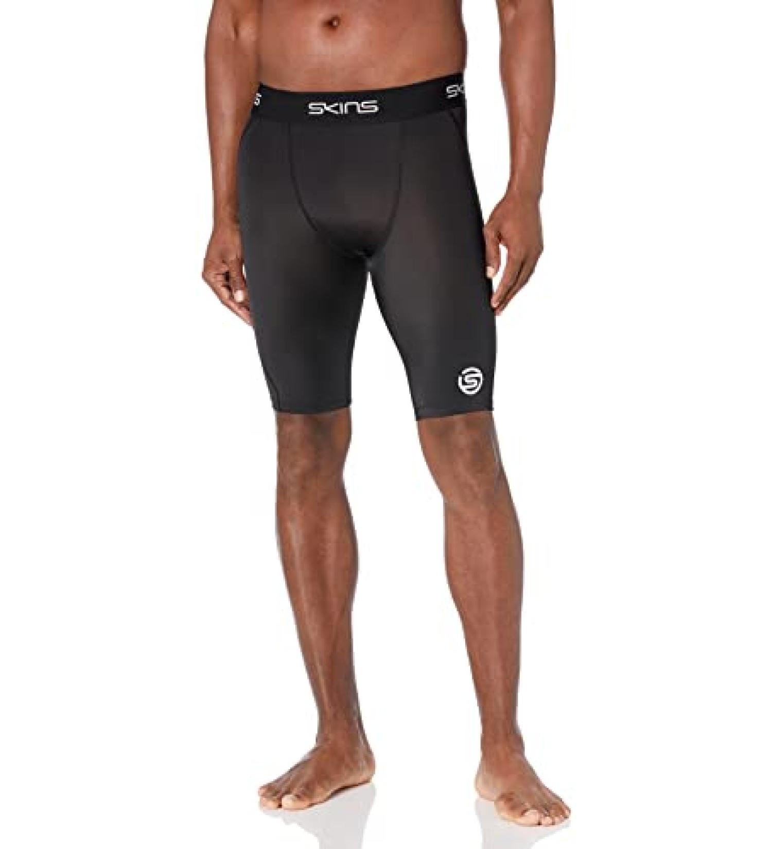 Skins Men's Series-1 Compression Half Tights/Shorts Large Black