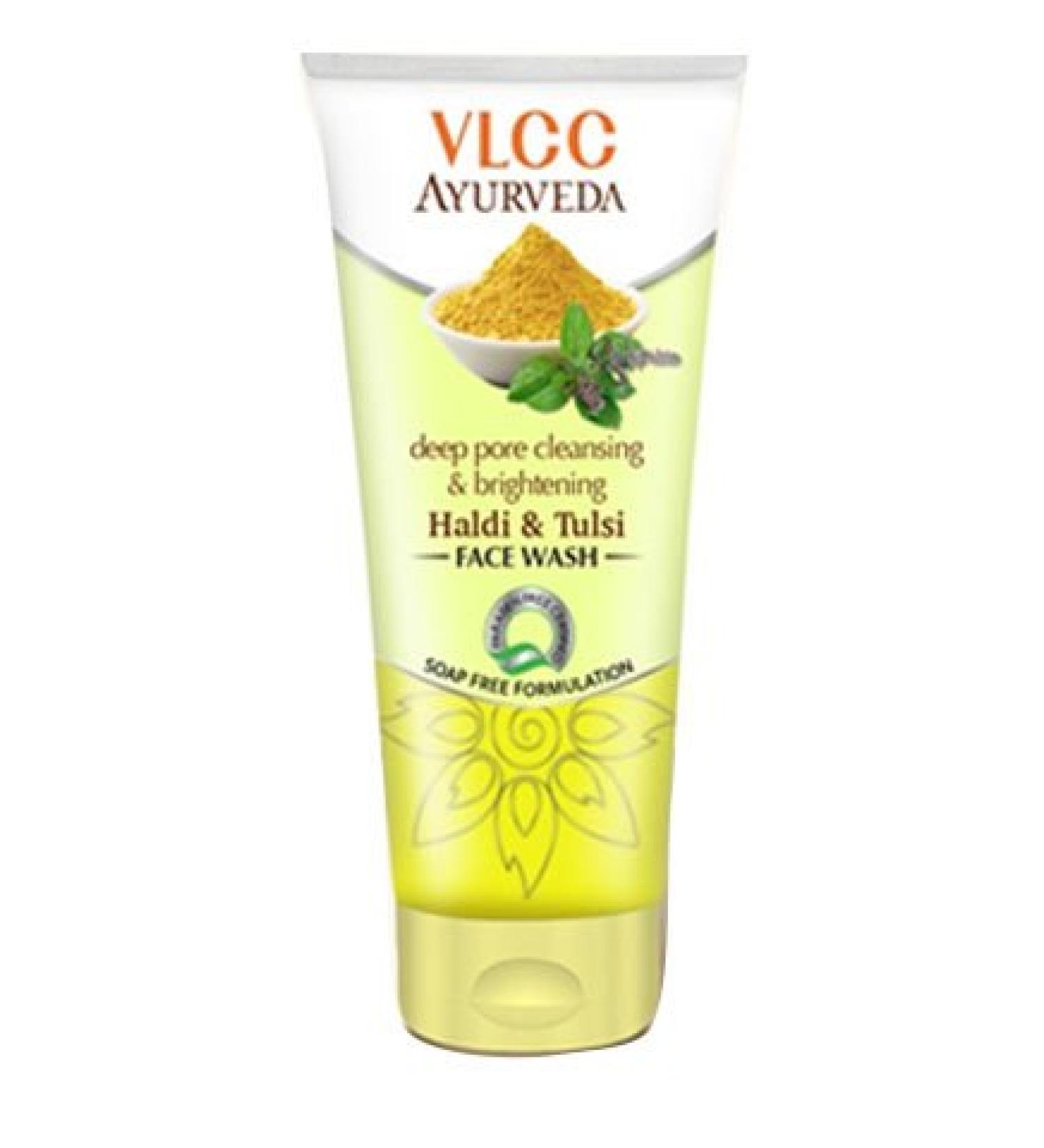 VLCC Ayurveda Deep Pore Cleansing & Brightening Haldi & Tulsi Facewash 100ml (Pack of 2 50ml)