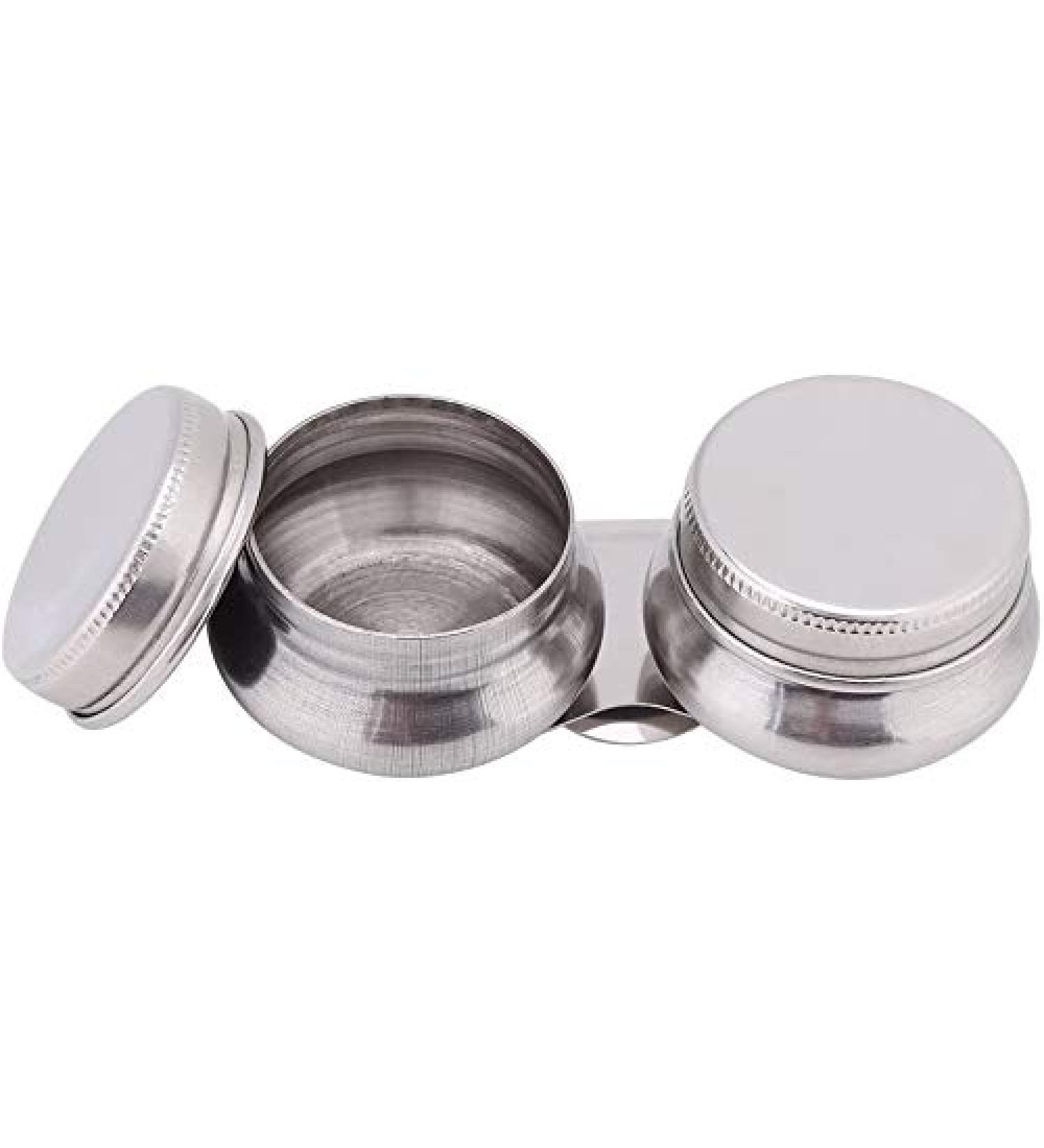Stainless Steel Double Dipper Palette Cup - Large Size with Screw Hat for Turpentine and Paint Megilp - Buy Online on SooperMarket.com