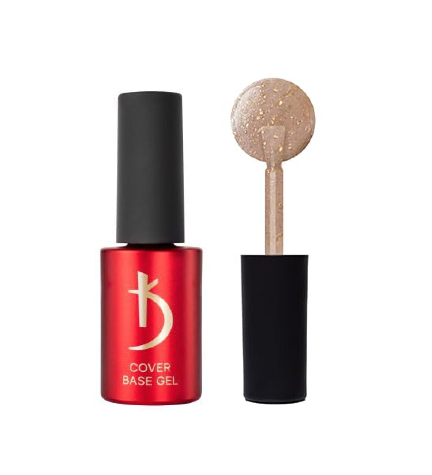 K odi Professional UV Nail Polish Cover Base Coat Light Beige Nude Gold Flakes Shimmer Polish Gel UV LED Soak Off Base Coat Gel Polish Colours Shellac Gel Nails 7 ml