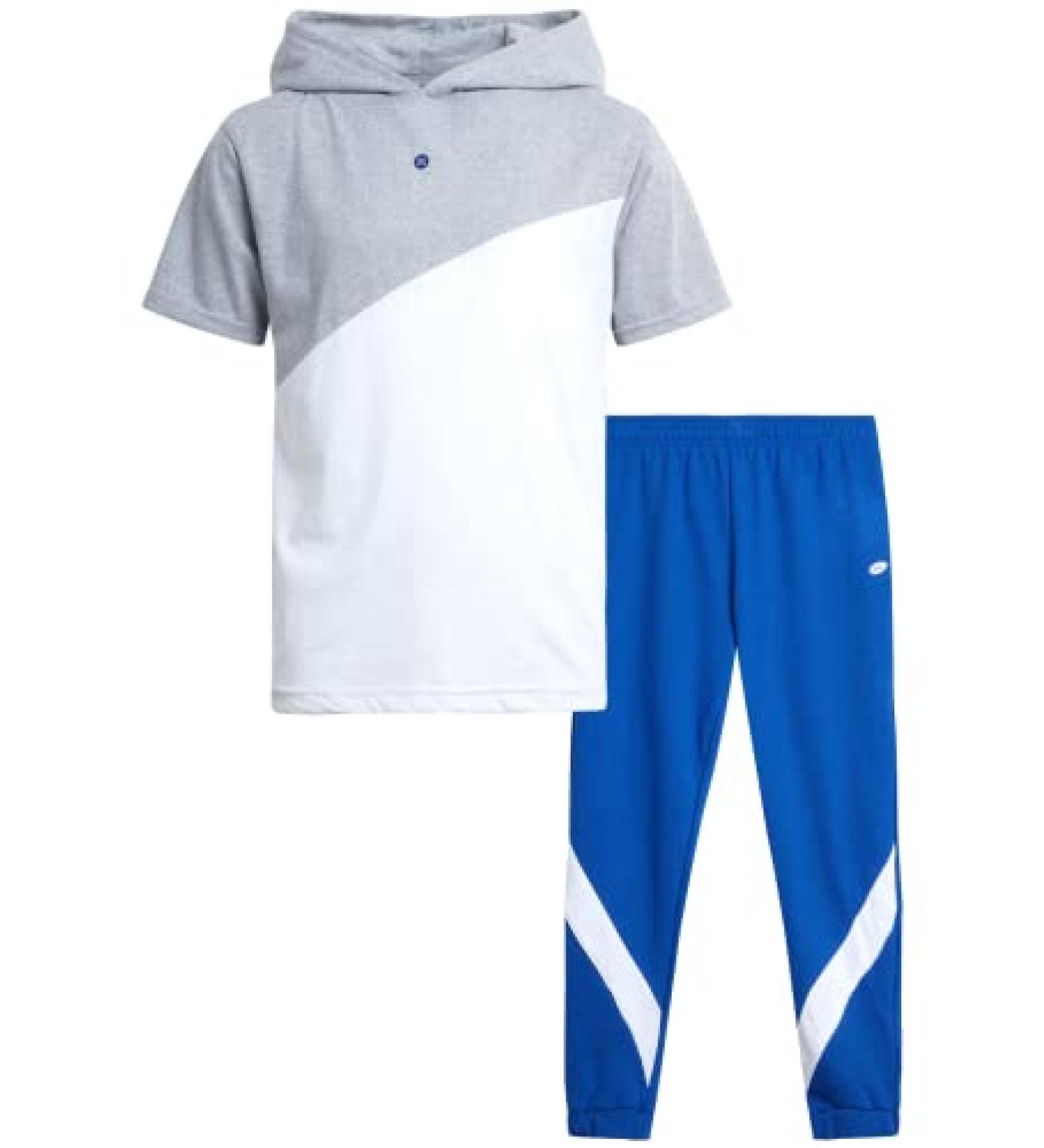 RBX Boys' Active Jogger Set - Navy/White 2-Piece Hooded T-Shirt & Fleece Joggers (Size 8-12) - Buy Online on SooperMarket.com