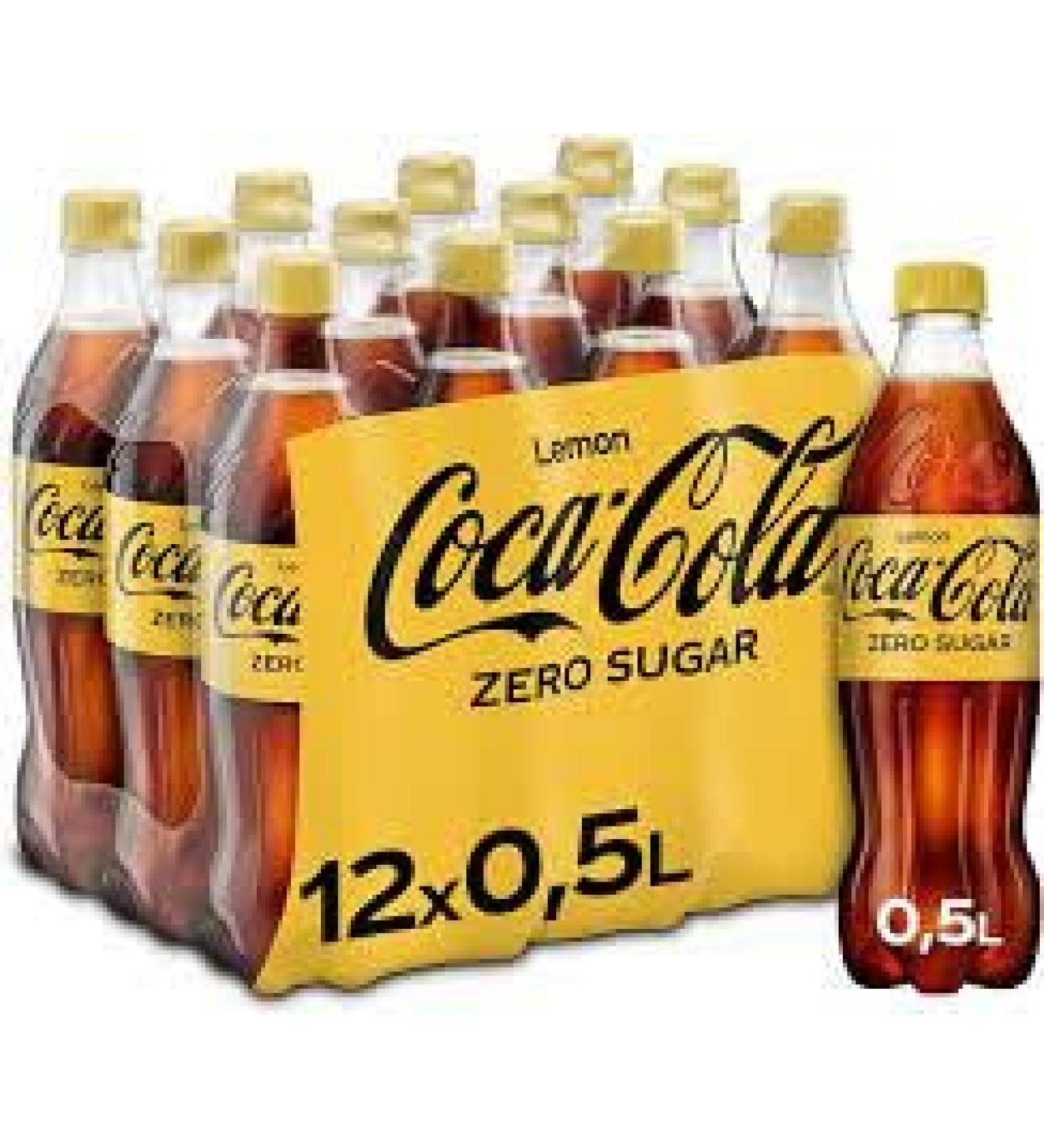 Coke Zero Sugar Lemon 500ml Bottles PMP - New Refreshing Lemon Flavour (12 Bottles x 500ml) Lemon 12 Bottles x 500ml
