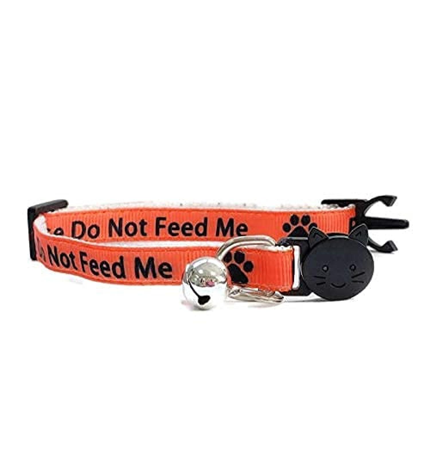 ZACAL Cat Collar with Bell | Orange 'Please Do Not Feed Me' Worded Collar | Quick Release Breakaway Buckle - Buy Online on SooperMarket.com