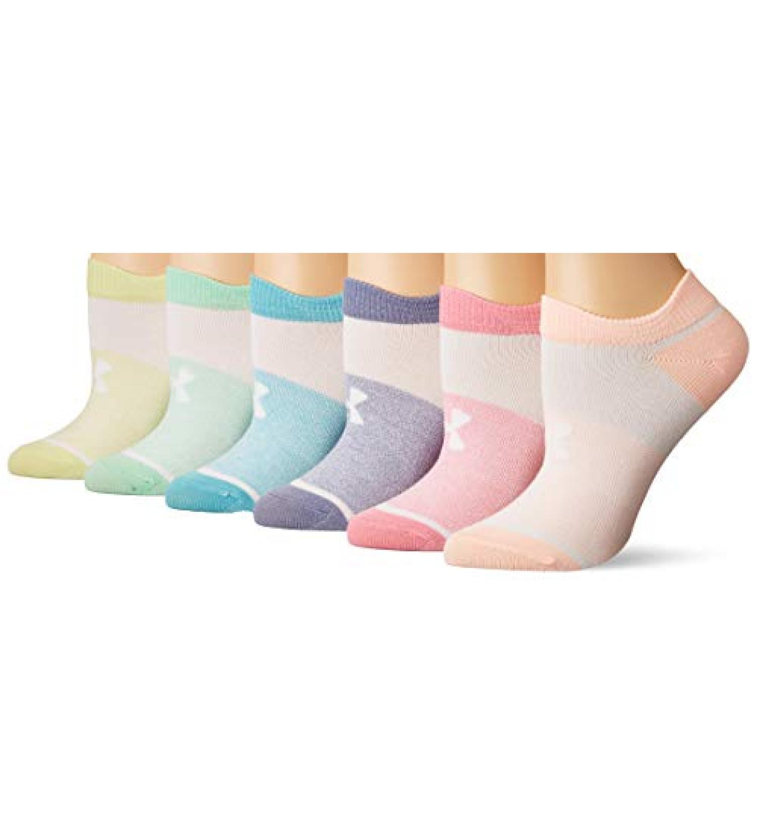 Under Armour Youth Essential 2.0 Lightweight No Show Socks - 6 Pack, Small, Lipstick Pink Assorted - Buy Online on SooperMarket.com