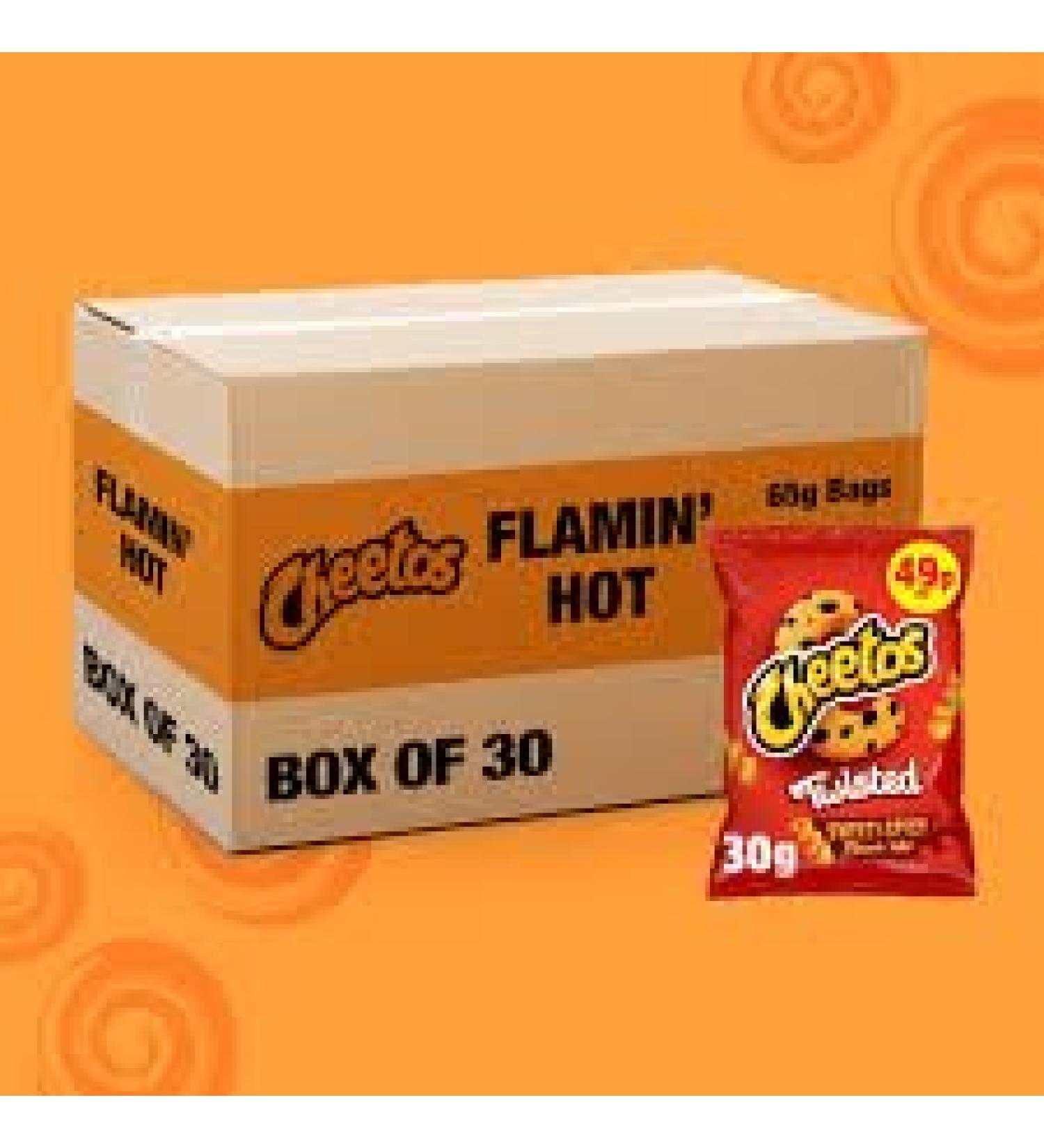 Crunchy Corn Snacks Flamin' Hot or Cheese Irresistible Crisps 30g Bags (Packs of 30) Wholesale Box (Flamin Hot)