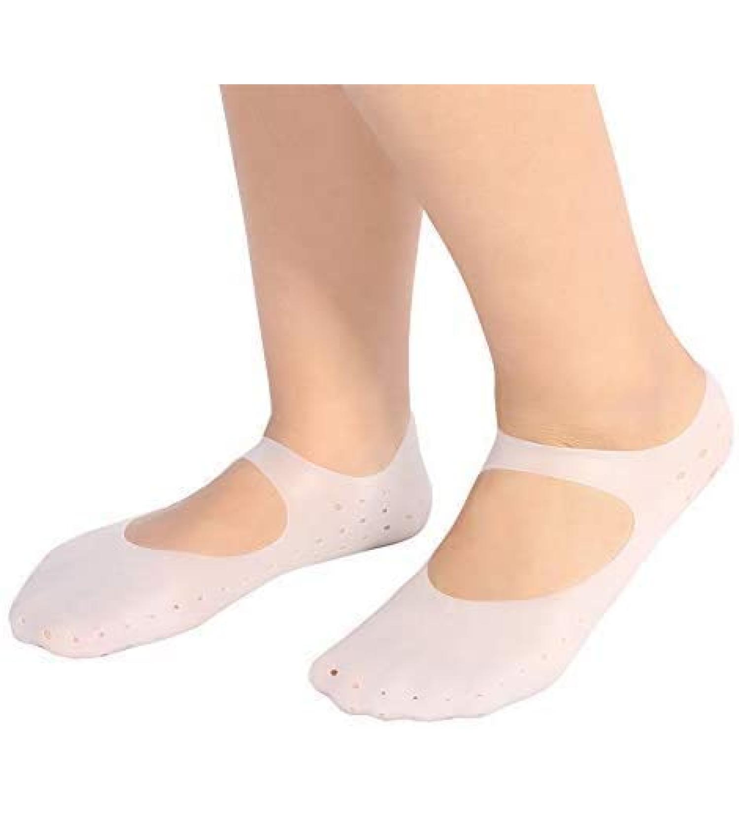 Silicone Moisturizing Socks for Men & Women - Non-Slip Anti-Split (2 Pack Large White) - Buy Online on SooperMarket.com