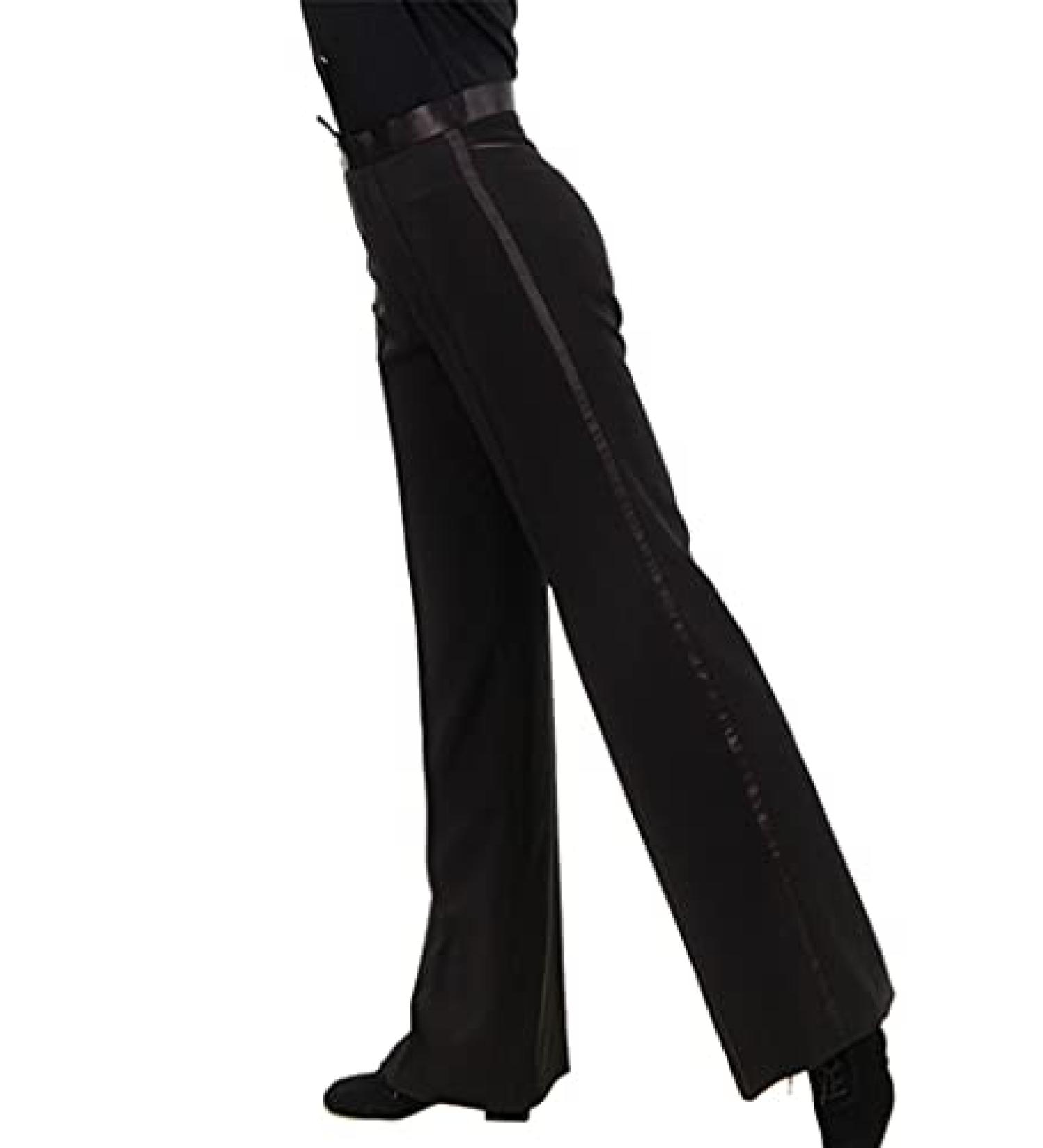 JS CHOW Men's Latin Ballroom Tango Modern Salsa Practice Dance Wear Pants Small