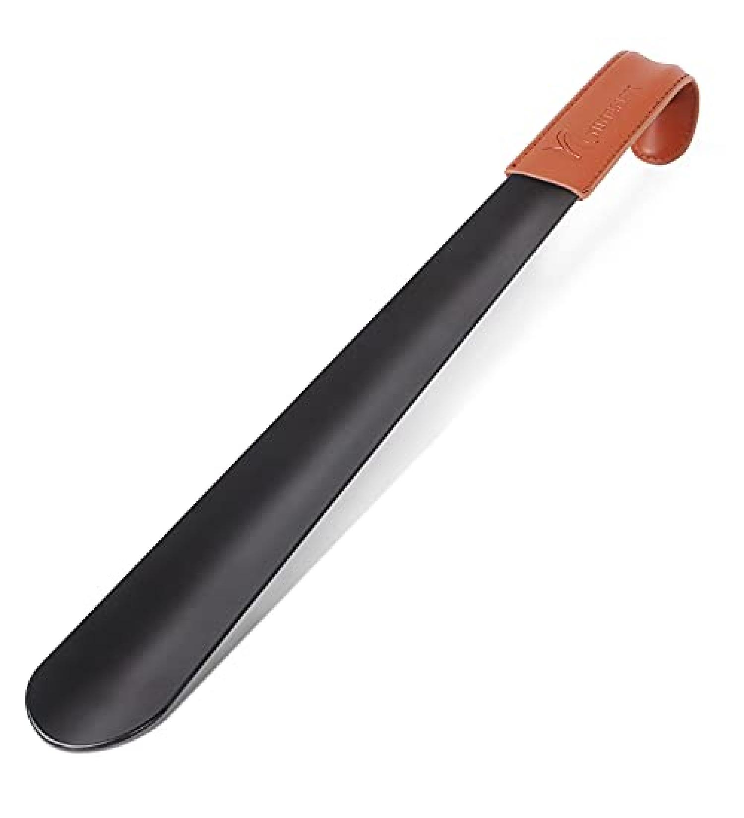 NINEMAX Long Handle Metal Shoe Horn for Seniors - 16.5 Boot Horn with Leather Handle for Men & Women - Buy Online on SooperMarket.com
