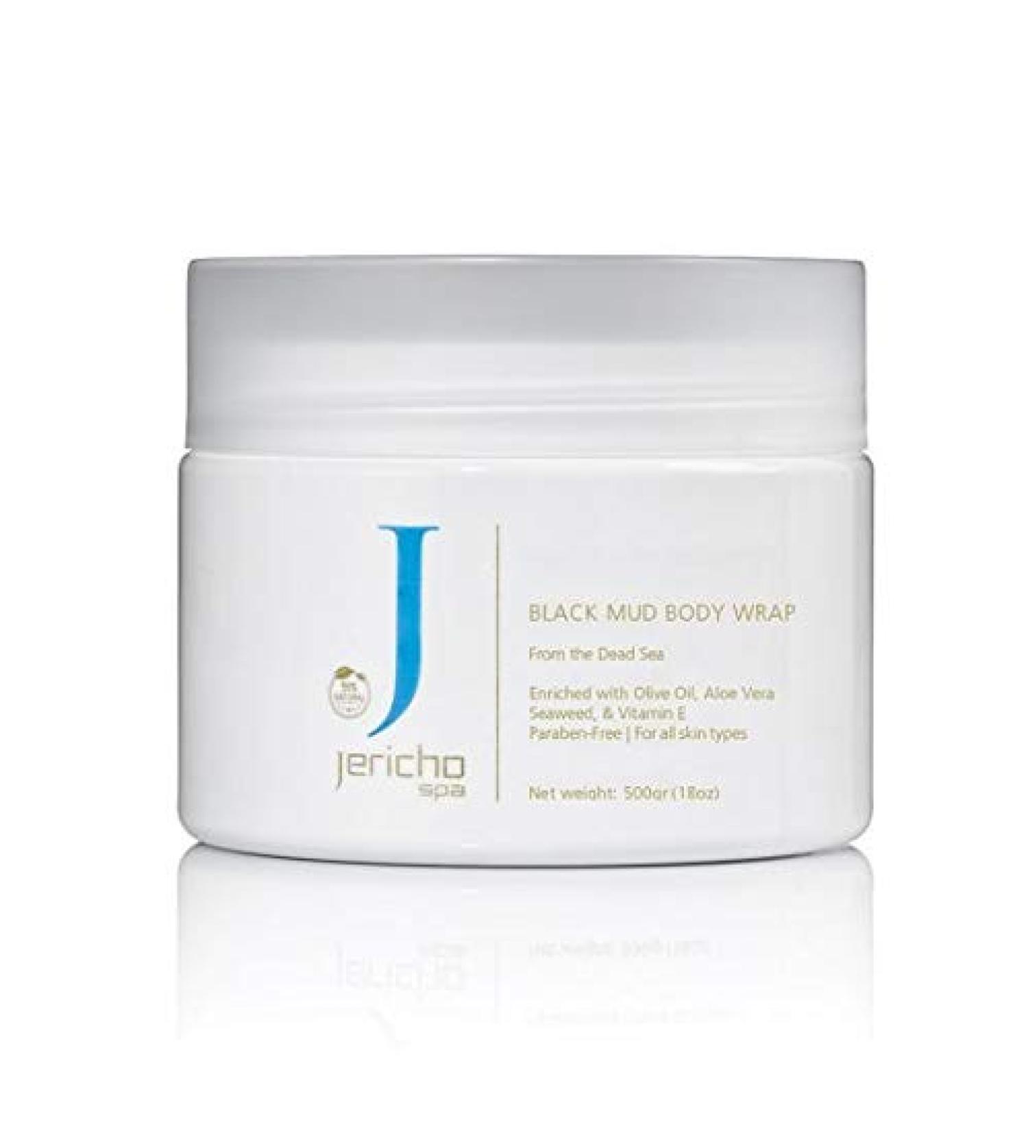 Jericho Black Mud Mask for Face & Body from Dead Sea contains Aloe Vera Olive Oil and Vitamin E for Oily Skin 18oz 500g