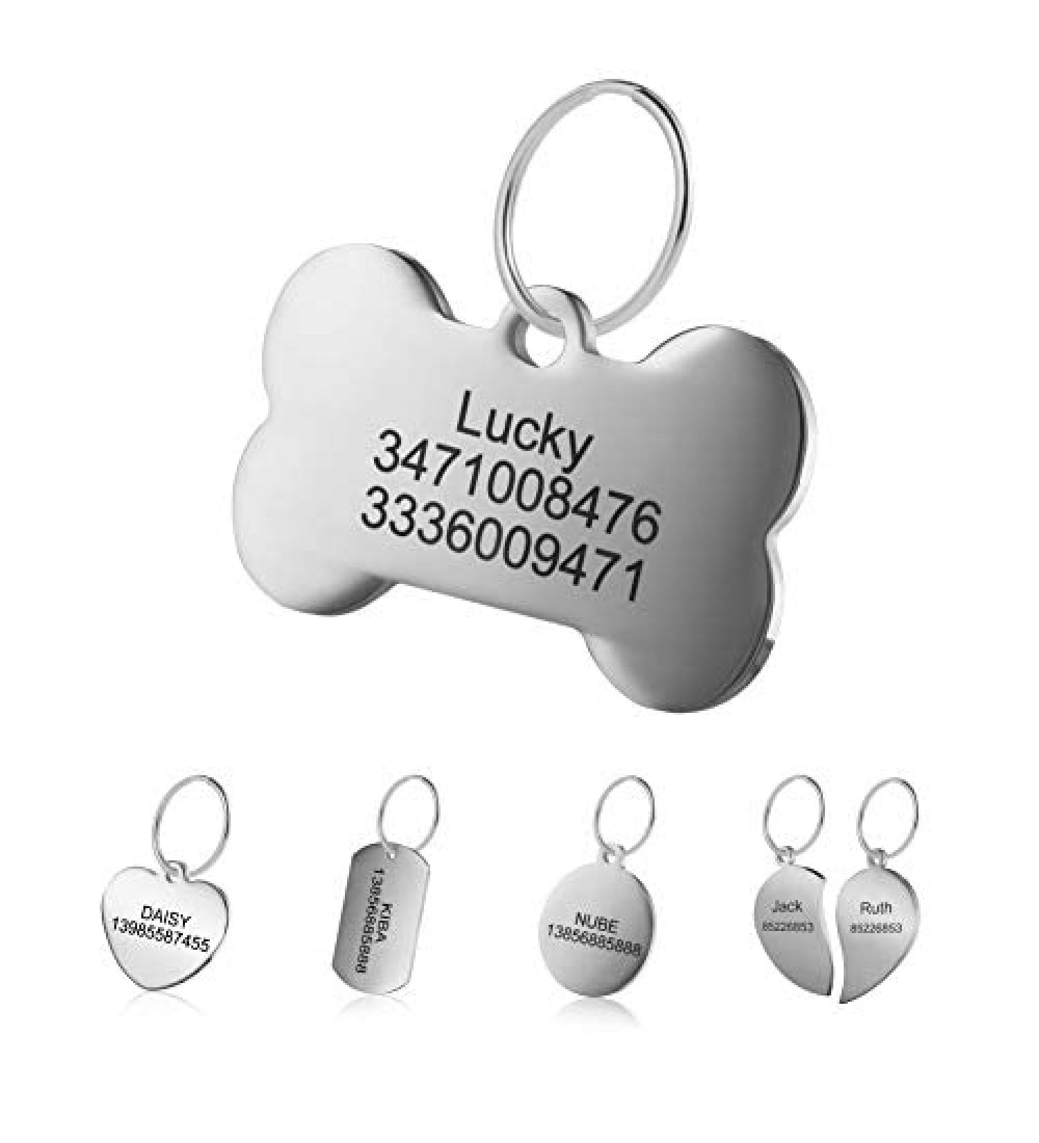 LYL Premium Engraved Personalised Pet Dog Cat Name ID Stainless Steel Tag Collar (L Bone) L (Pack of 1) Bone - Buy Online on SooperMarket.com