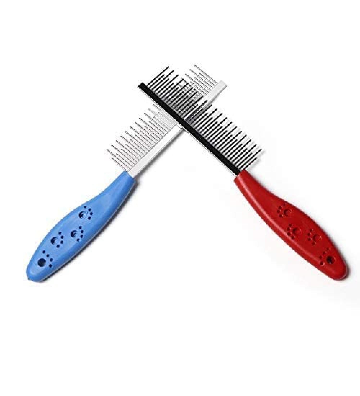Bahob 1 Pack Deshedding Tool Pet Comb with Long & Short Stainless Steel Teeth Professional Dog Grooming Comb Removing Matted Fur Knots & Tangles Shedding Comb (Random Color) - Buy Online on SooperMarket.com