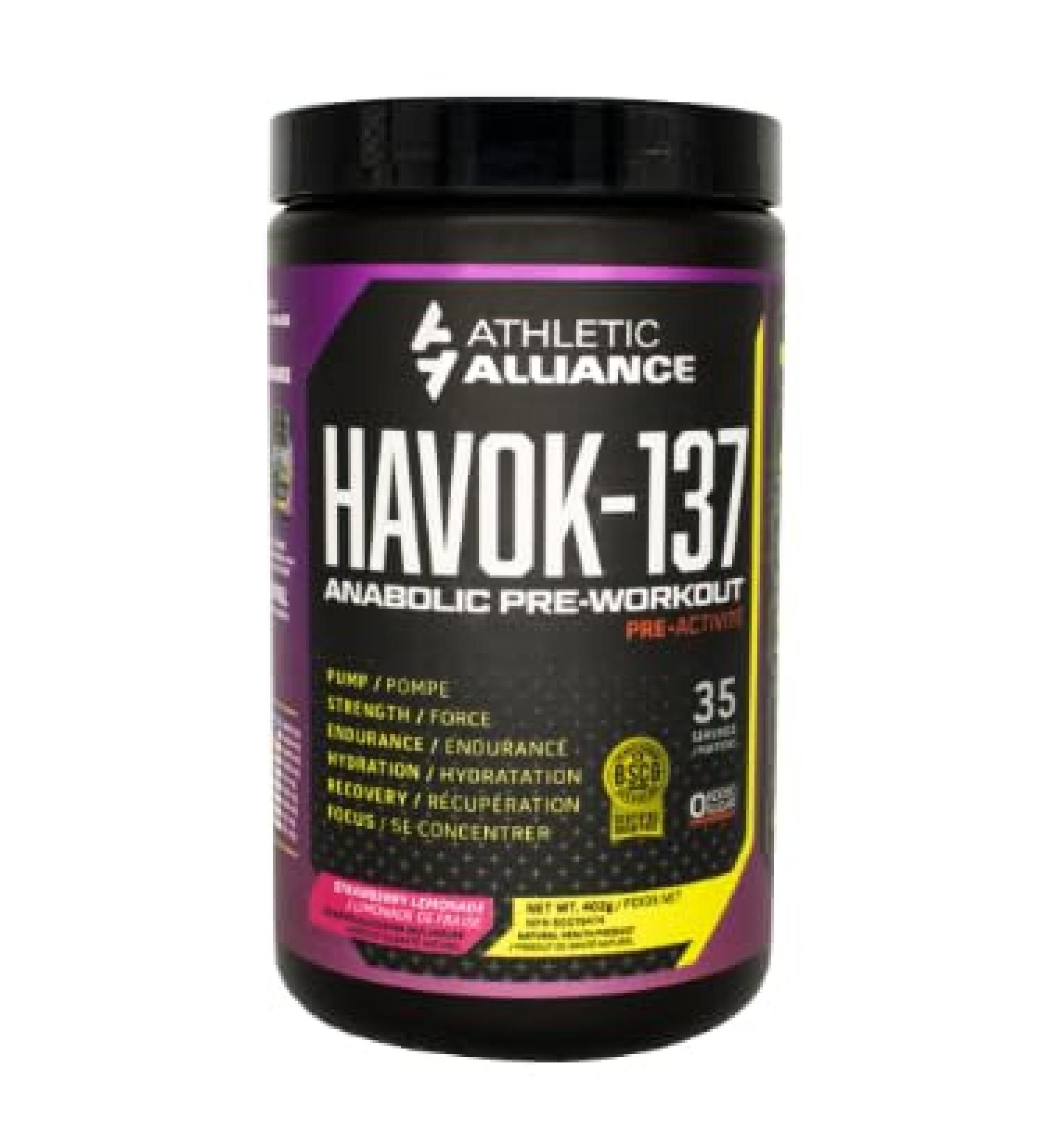Athletic Alliance Havok-137 Anabolic Pre-Workout Powder with L-Theanine Beta-Alanine Creatine HCL and More Improved Strength and Advanced Endurance Levels Strawberry Lemonade - 35 Serving - Buy Online on SooperMarket.com