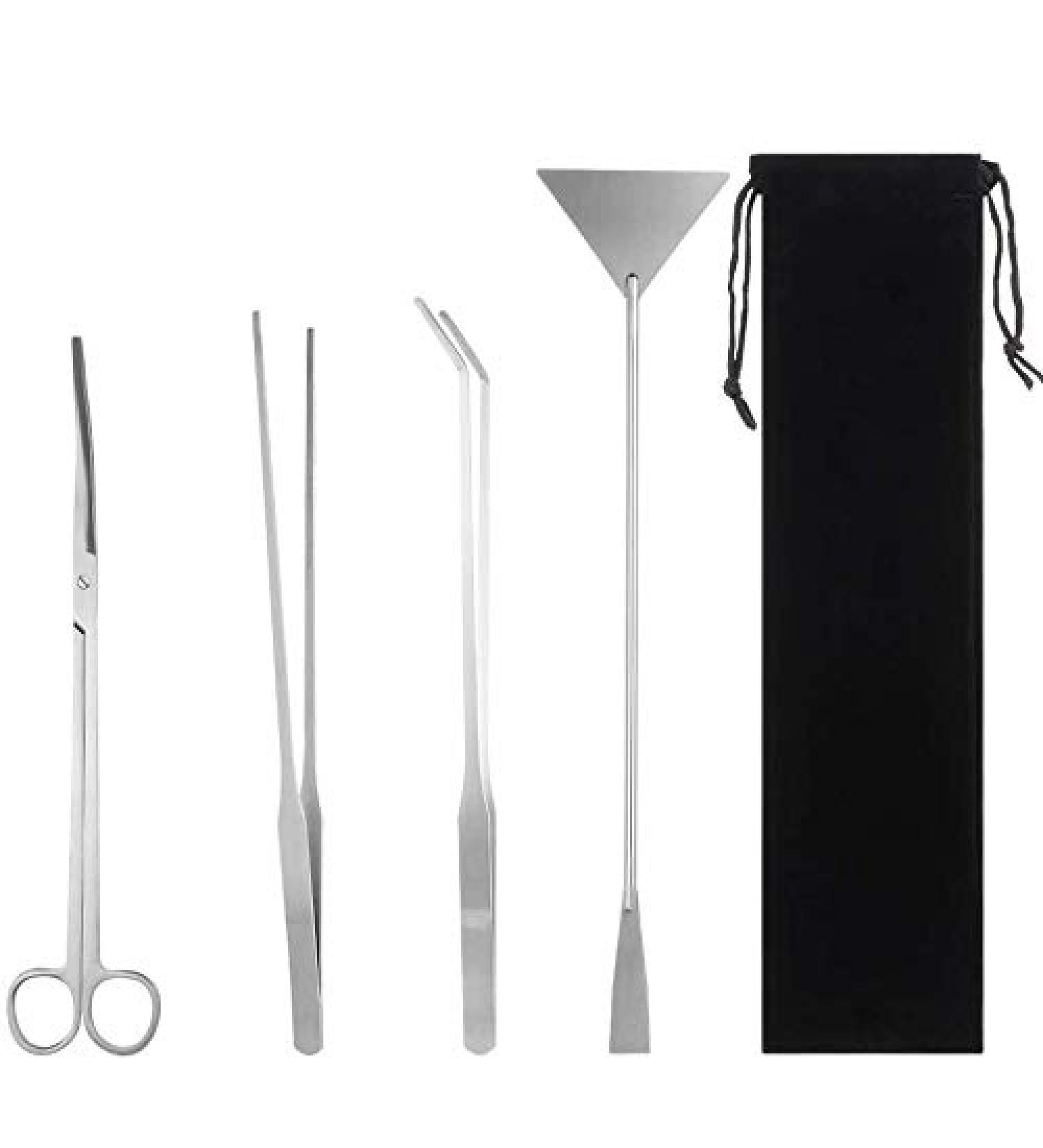 miuse Aquarium Scissor Tweezers Spatula Tool - 4 in 1 Stainless Steel Aquatic Plants Aquascaping Tools Set for Fish Starter Kits & Aquariums Tank - Buy Online on SooperMarket.com