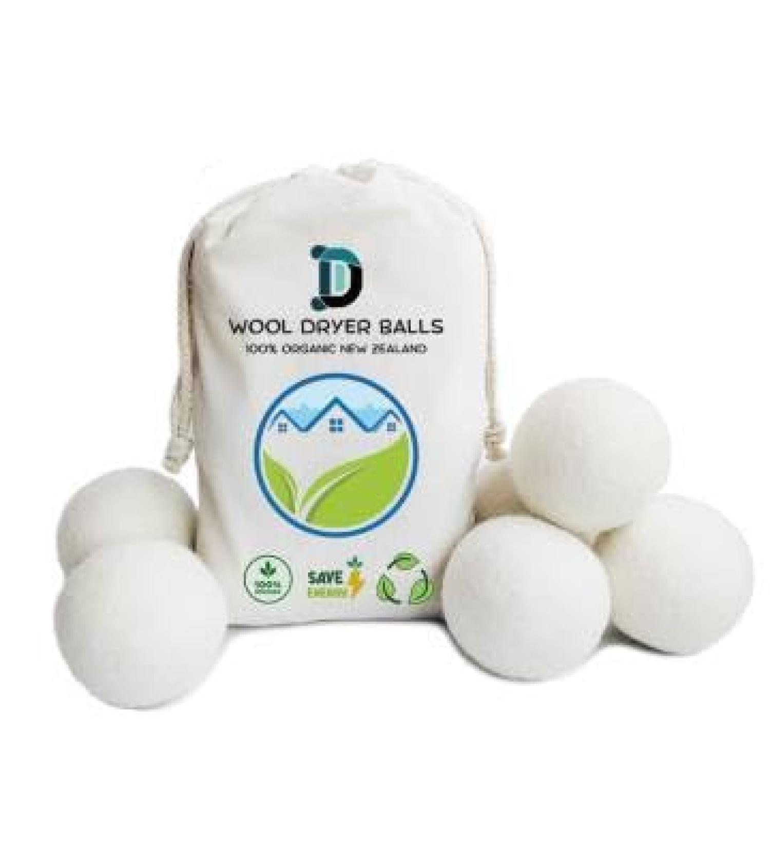 Buy Organic Wool Dryer Balls - 100% New Zealand Wool XL Size 6-Pack | Natural Fabric Softener & Shorten Drying Time - Buy Online on SooperMarket.com