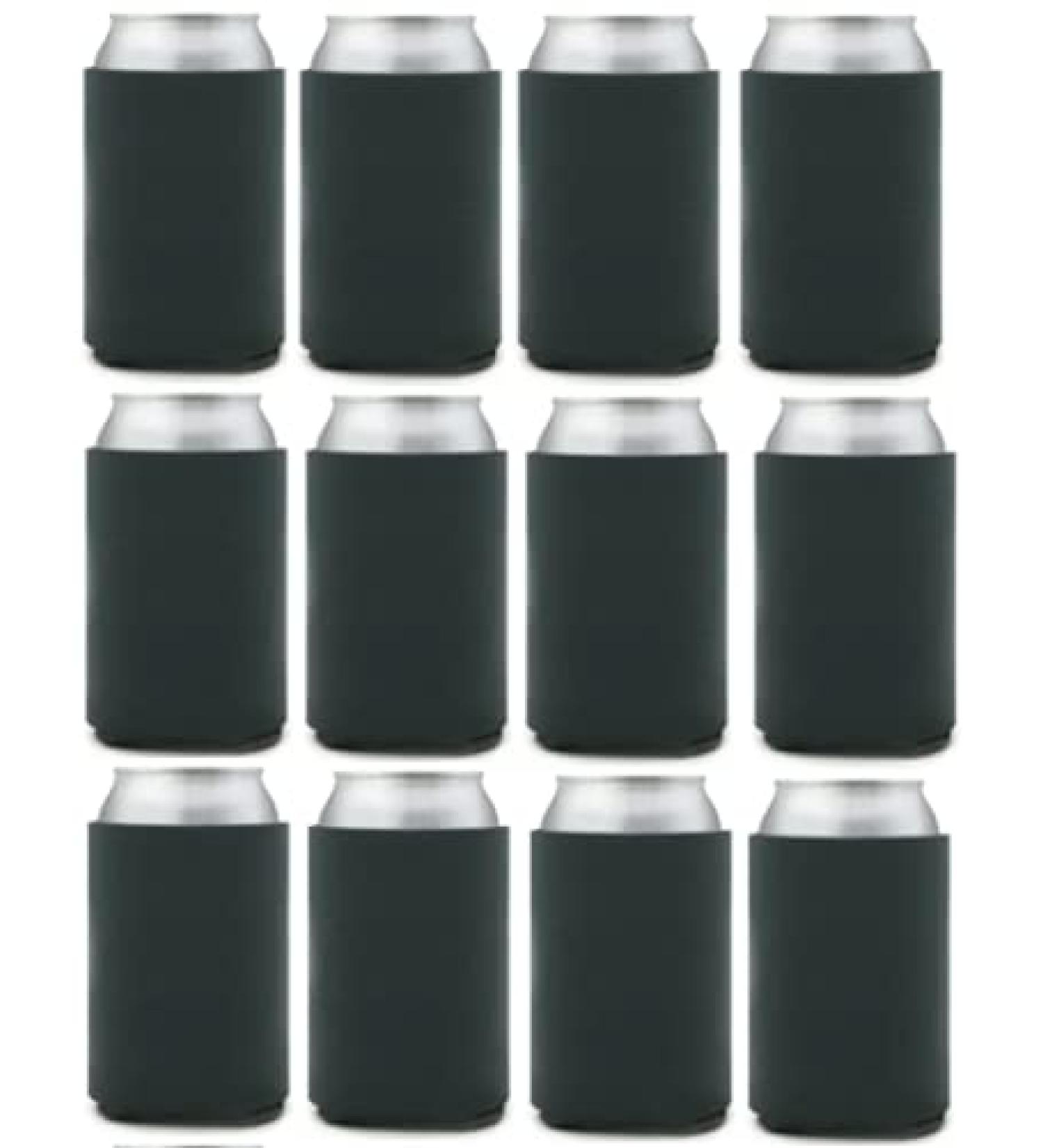 12 Pack Charcoal Can Cooler Sleeves - Blank Poly Foam Insulated Beverage Holders - Buy Online on SooperMarket.com