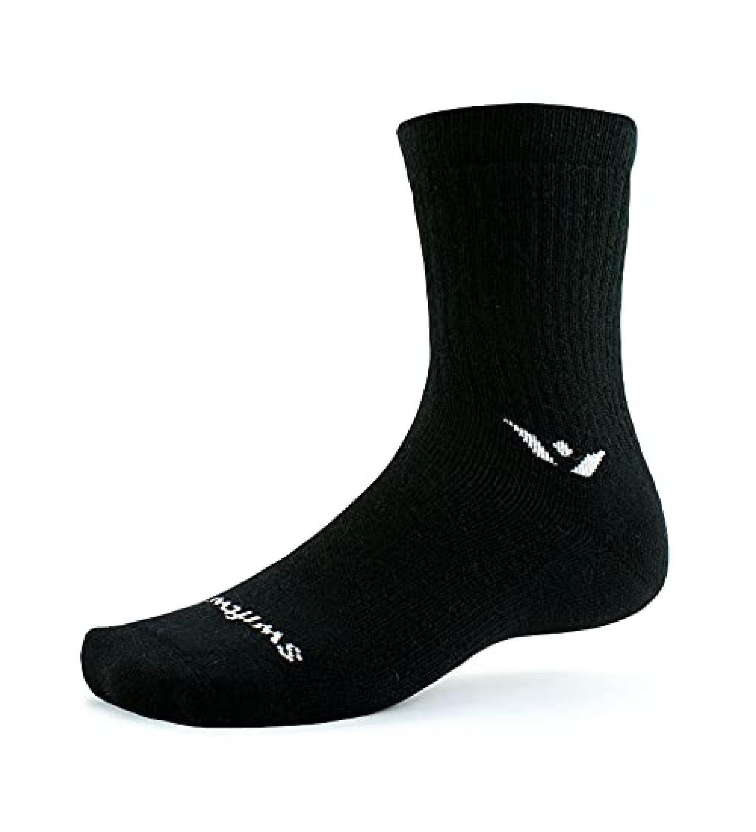 Swiftwick PURSUIT HIKE SIX Merino Wool Hiking Socks - Black Large | Men's and Women's Medium-Weight - Buy Online on SooperMarket.com