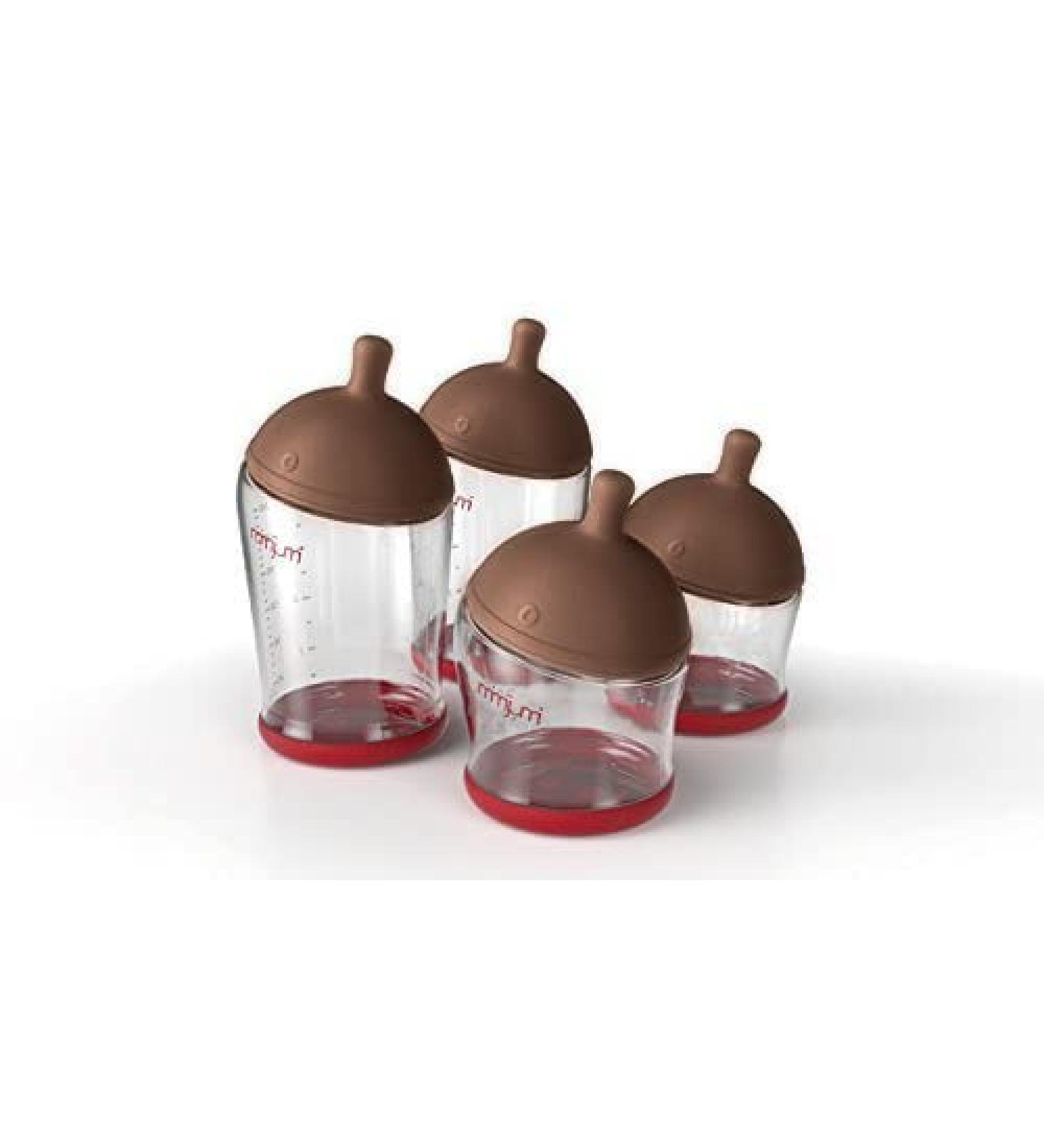 Mimijumi Get Going Anti-Colic Baby Bottle Set - 4 Oz and 8 Oz Darker Bottles for Newborns - Ideal for Baby Breastfeeding - Ages 0-12M - Buy Online on SooperMarket.com