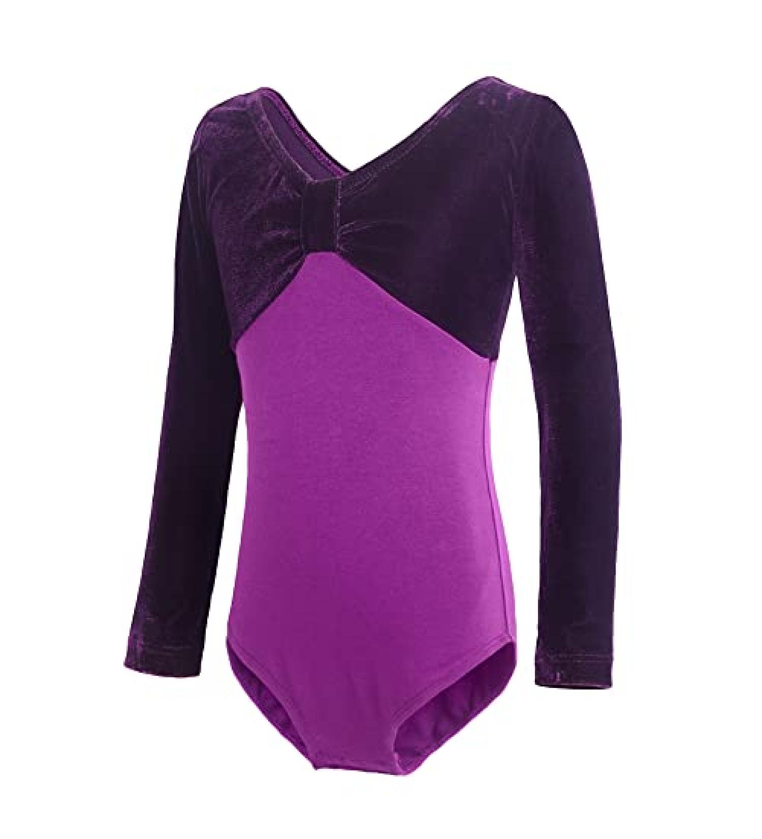 Libaobaoyo Long Sleeve Velvet Ballet Leotard for Girls - 4-5 Years (Purple) - Buy Online on SooperMarket.com