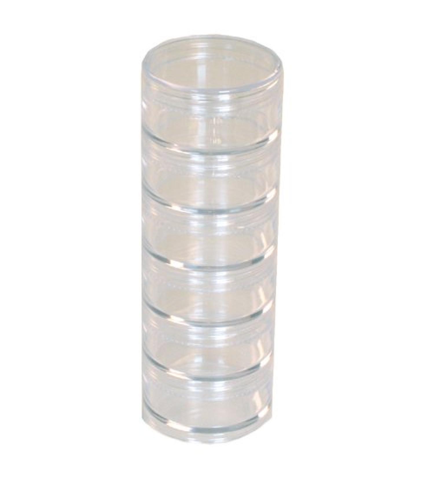 Paylak Storage Stackable Clear Containers 6 for Beads Crafts Findings Small Items 2 Round