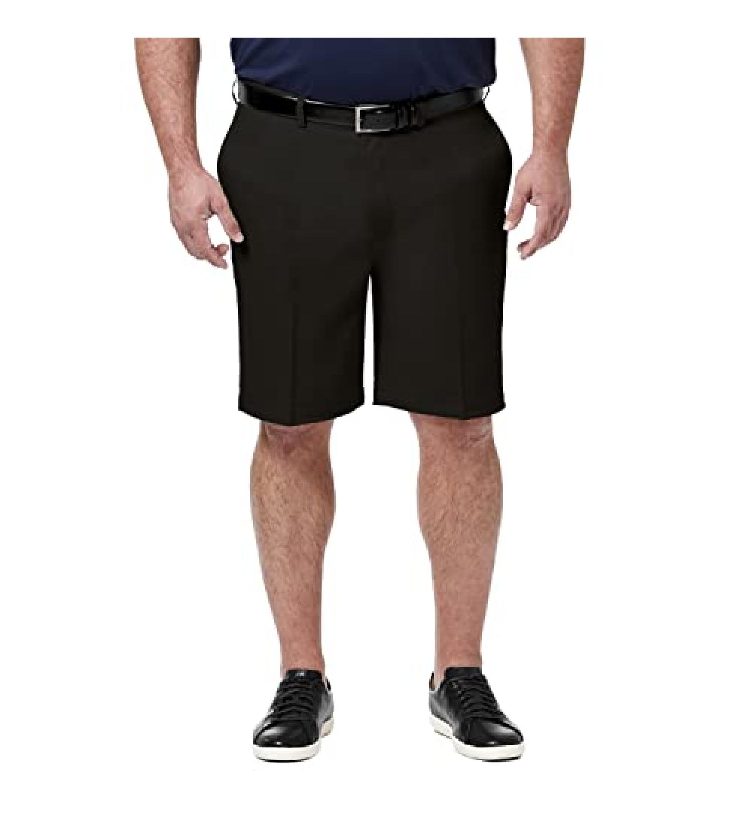Haggar Men's Cool 18 Straight Fit Flat Front Shorts 32 - Black Classic Style - Buy Online on SooperMarket.com