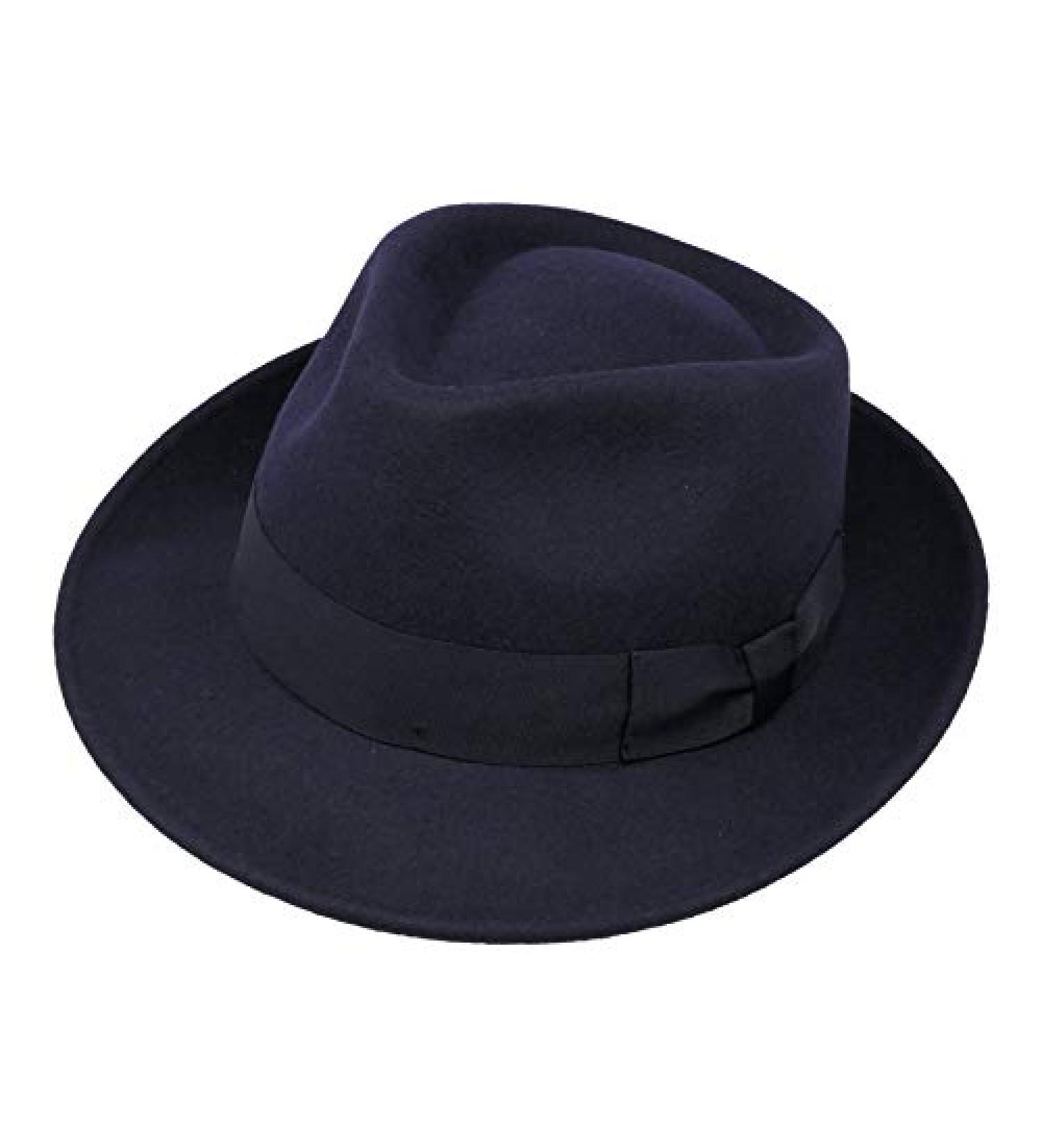 Premium Doyle Teardrop Fedora Hat 100% Wool Felt Crushable Water Resistant Unisex 7 1/4-7 3/8 Navy - Buy Online on SooperMarket.com
