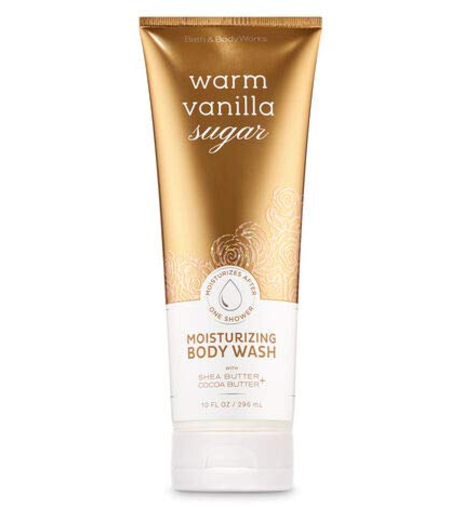 Bath and Body Works WARM VANILLA SUGAR Moisturizing Body Wash with Shea Butter and Cocoa Butter - Full Size