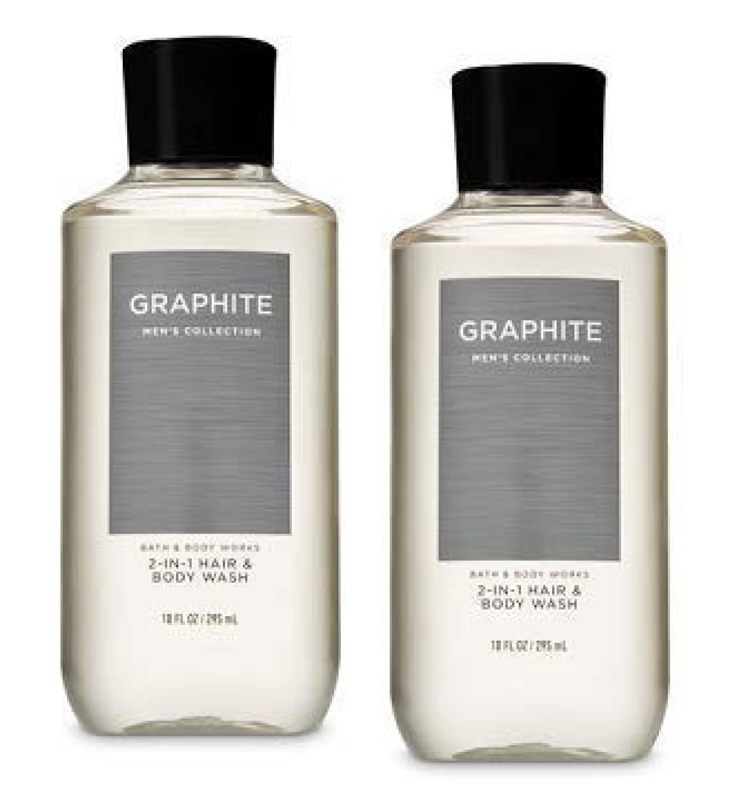 Bath and Body Works 2 Pack Graphite 2-in-1 Hair + Body Wash 10 Oz.
