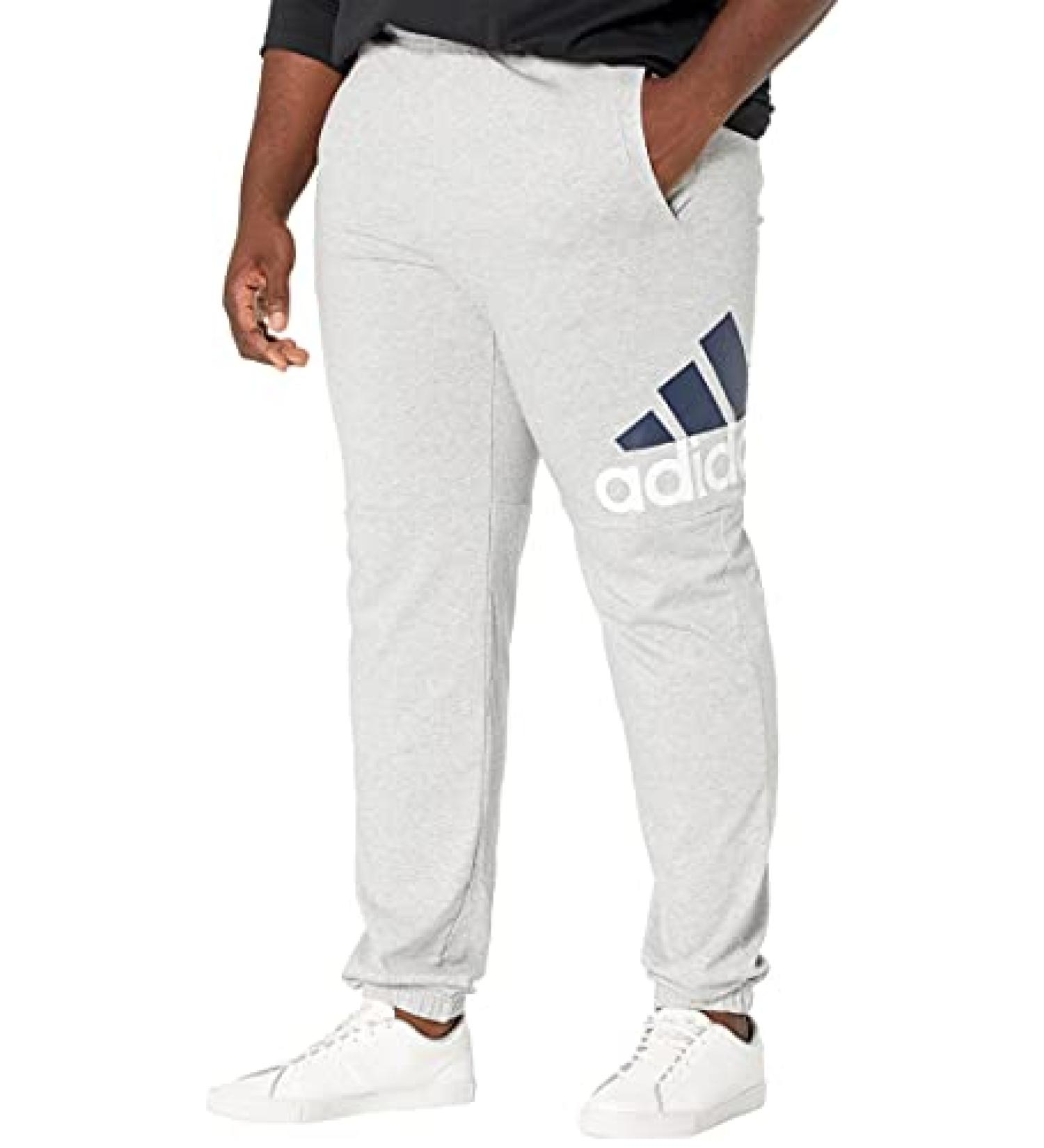 adidas Men's Essentials Performance Logo Pants Medium Medium Grey Heather/White/White