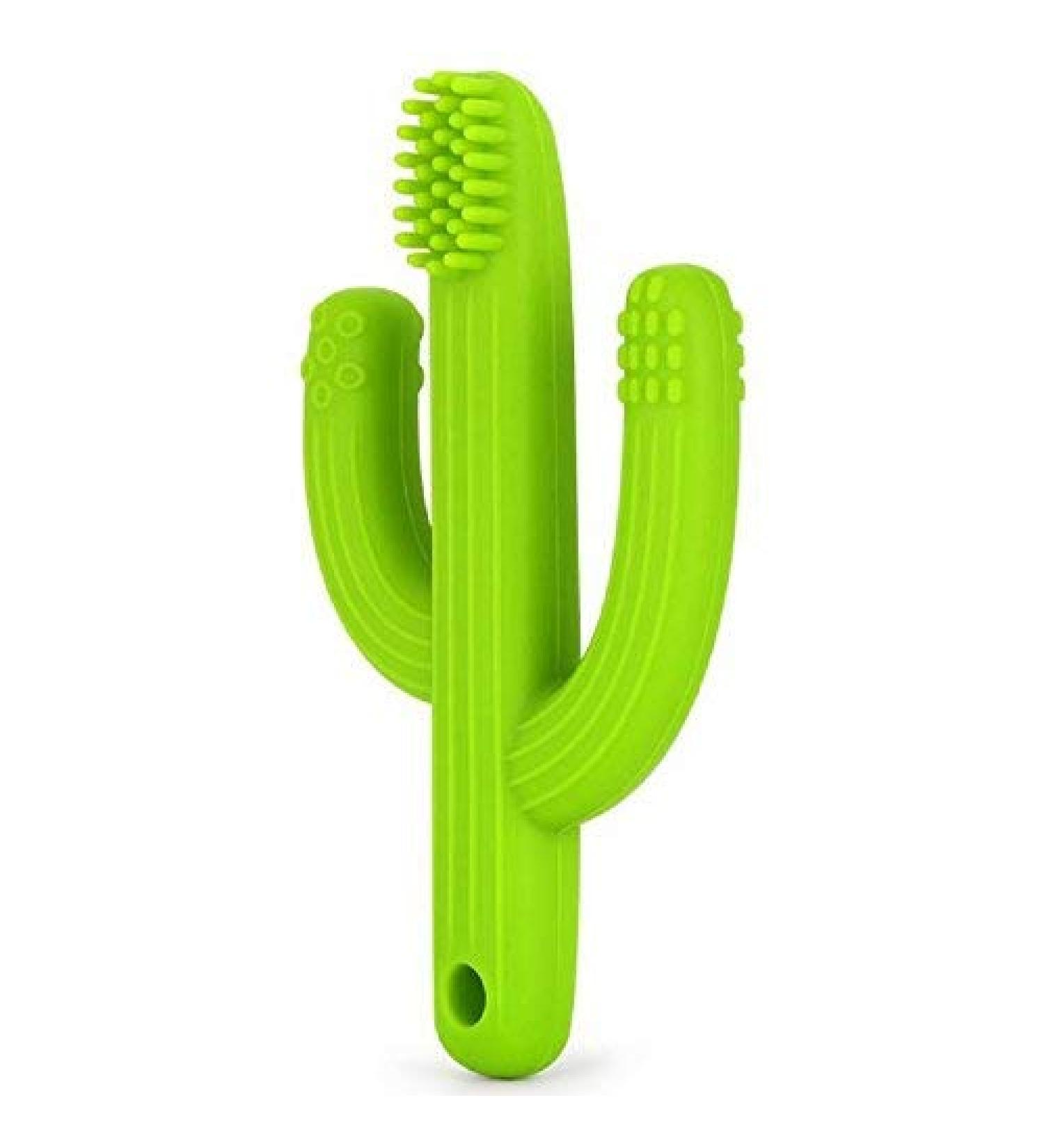 Baby Cactus Teether - Infant Training Toothbrush in Green | Eco-Friendly Silicone Teething Toy - Buy Online on SooperMarket.com