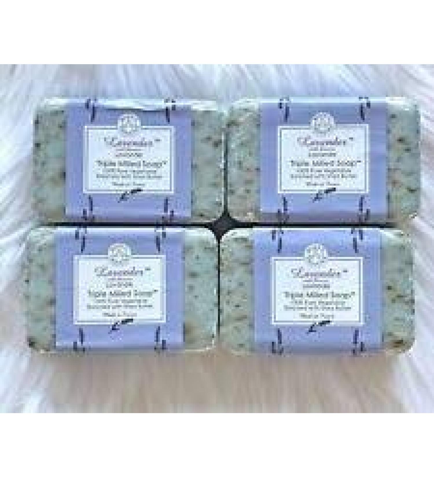 Trader Joe's Lavender With Flowers Lavande Tripple Milled Soap 100% Pure Vegetable Oil With Shea Butter (Case of 4)