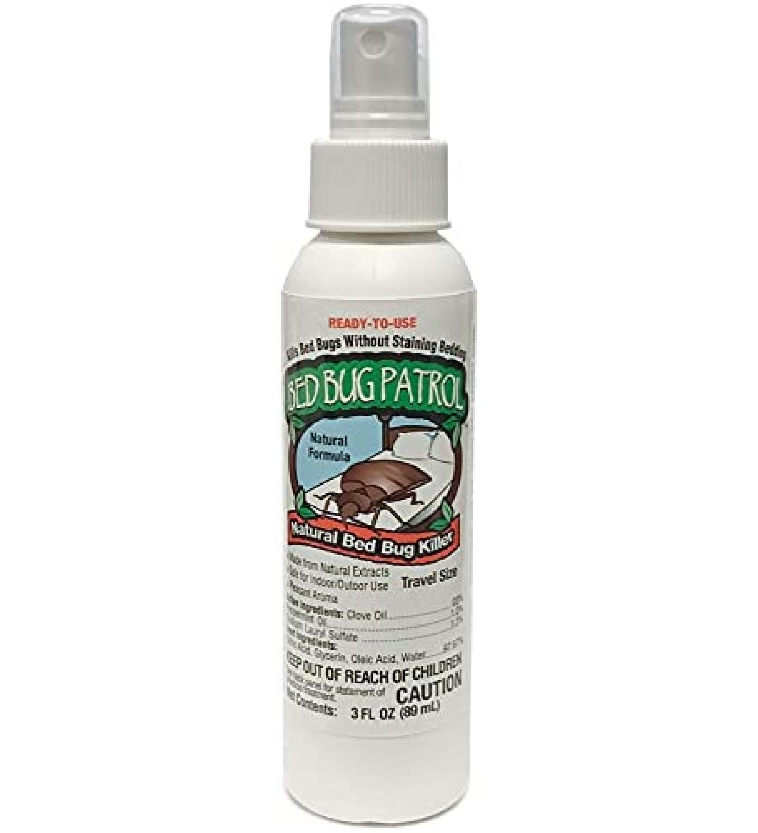 Bed Bug Spray by Bed Bug Patrol - All Natural Bed Bug Killer - Bed Bug Travel Spray - Child & Pet Safe - Plant Based - Non-Toxic - TSA Approved - Recommended for Hotels  AirBnB  RV  Rideshare  Suitcase  Luggage - 3oz Travel Spray 3oz (Travel) - Buy Online on SooperMarket.com