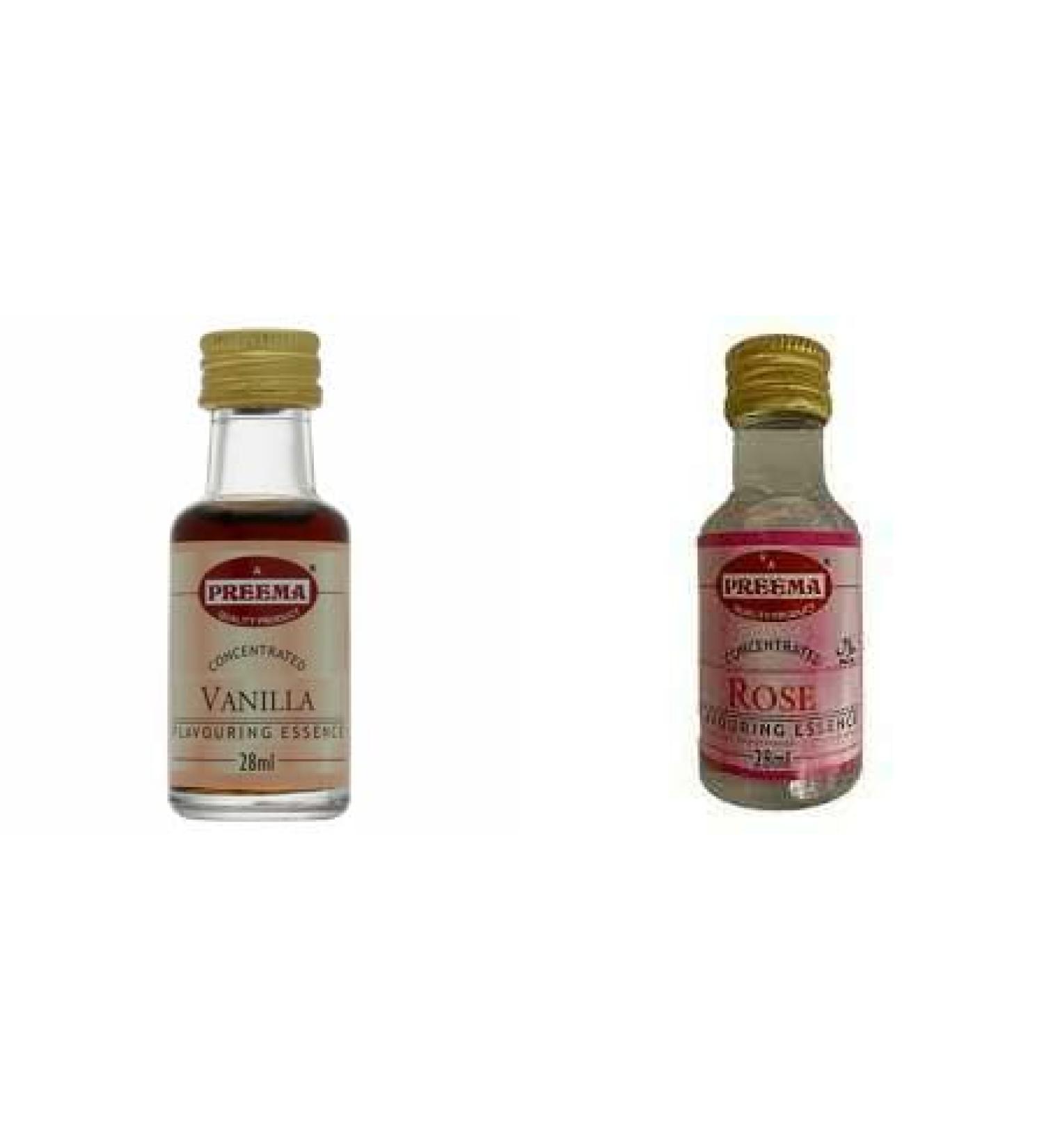 Preema Vanilla Essence - 28ML And Preema Rose Essence Flavour 28ml | Prefect For Baking | Halal | Premium Quality - Buy Online on SooperMarket.com