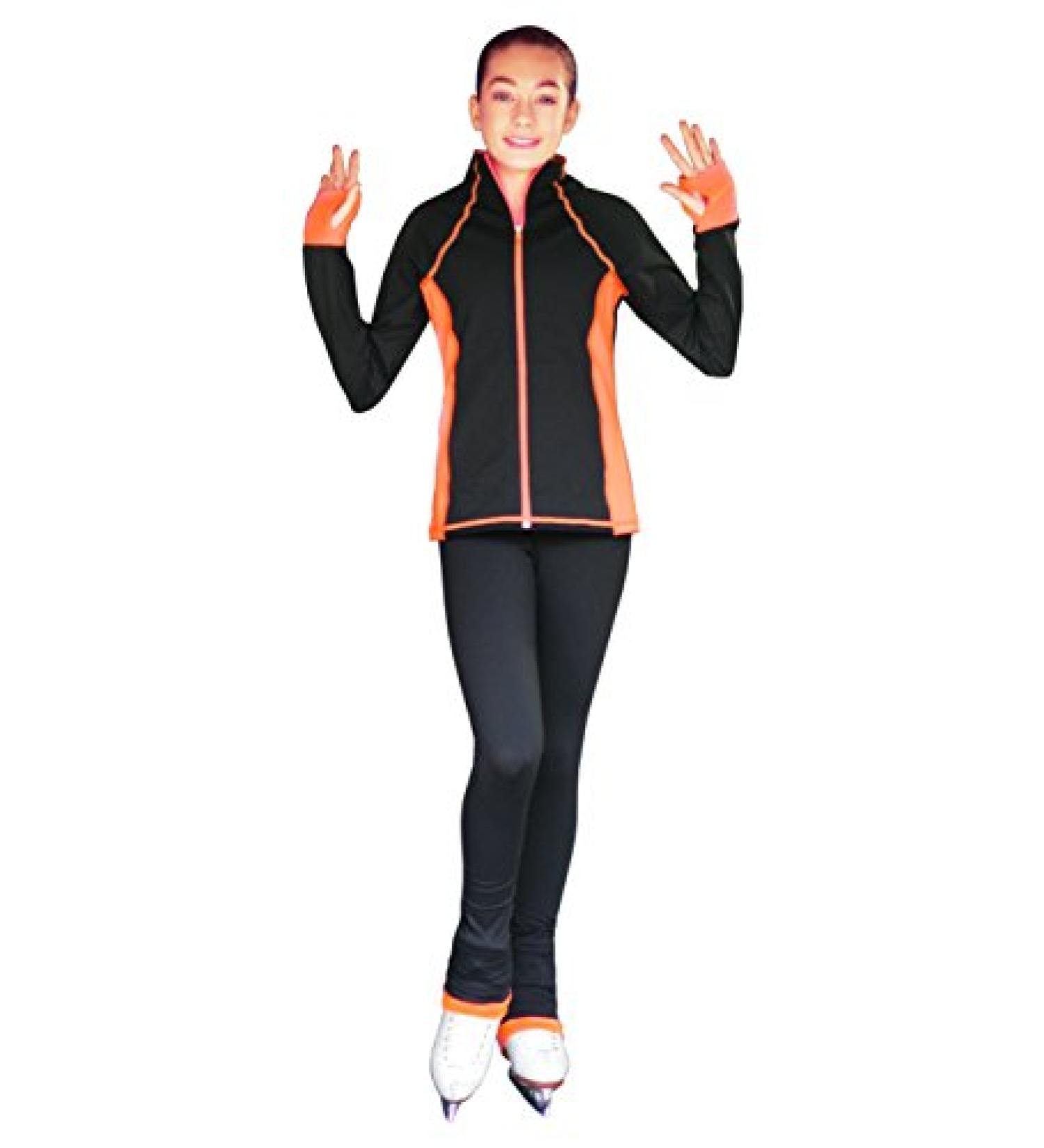 ChloeNoel PS792 3" Waist Band Black/Color Cuffs Elite Figure Skating Pants & Front Pocket Small Coral