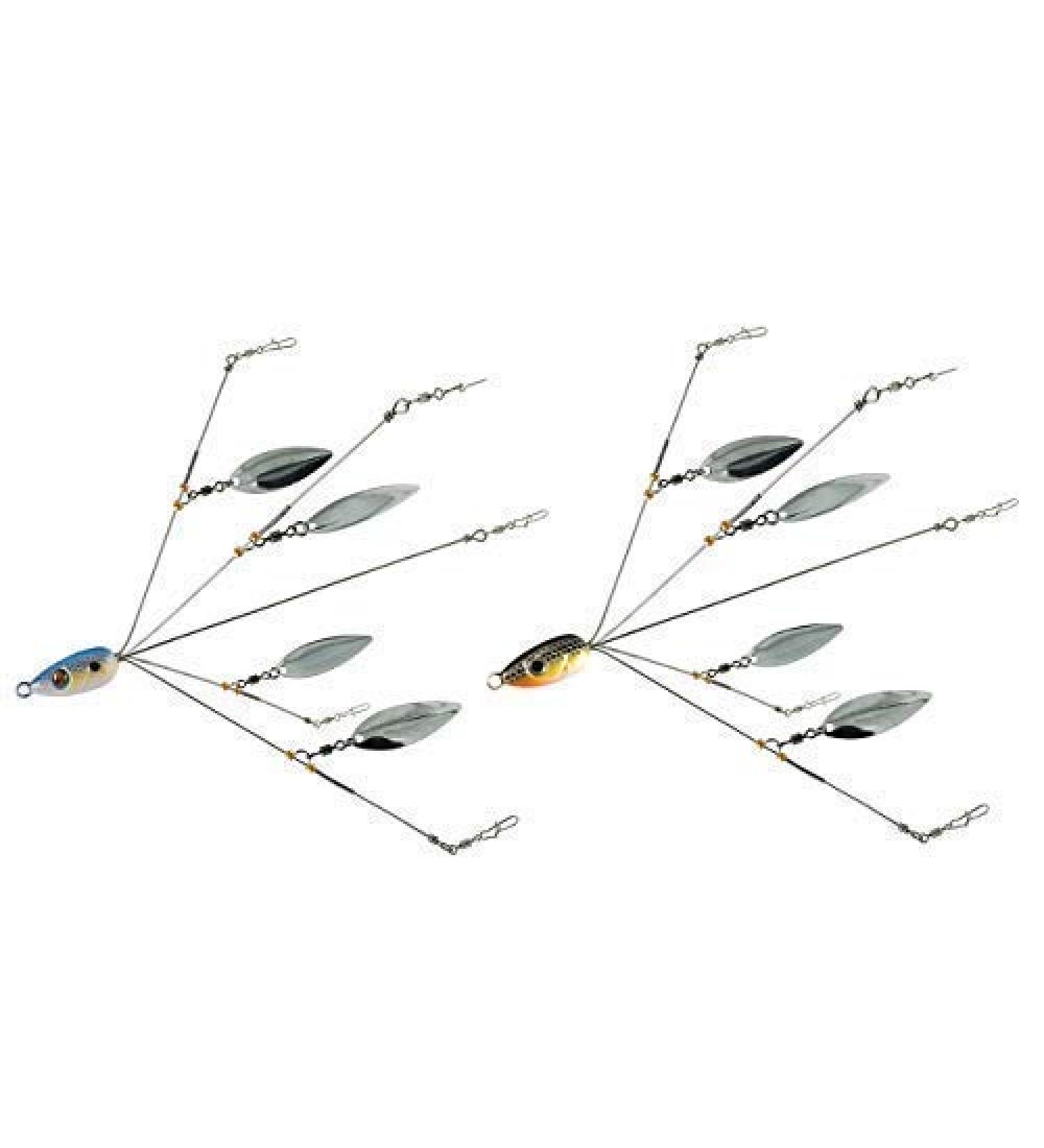Alabama Umbrella Rig Fishing Kit - 5 Arms, Ultralight Willow Blade Lures, Blue/Gray Color - Buy Online on SooperMarket.com