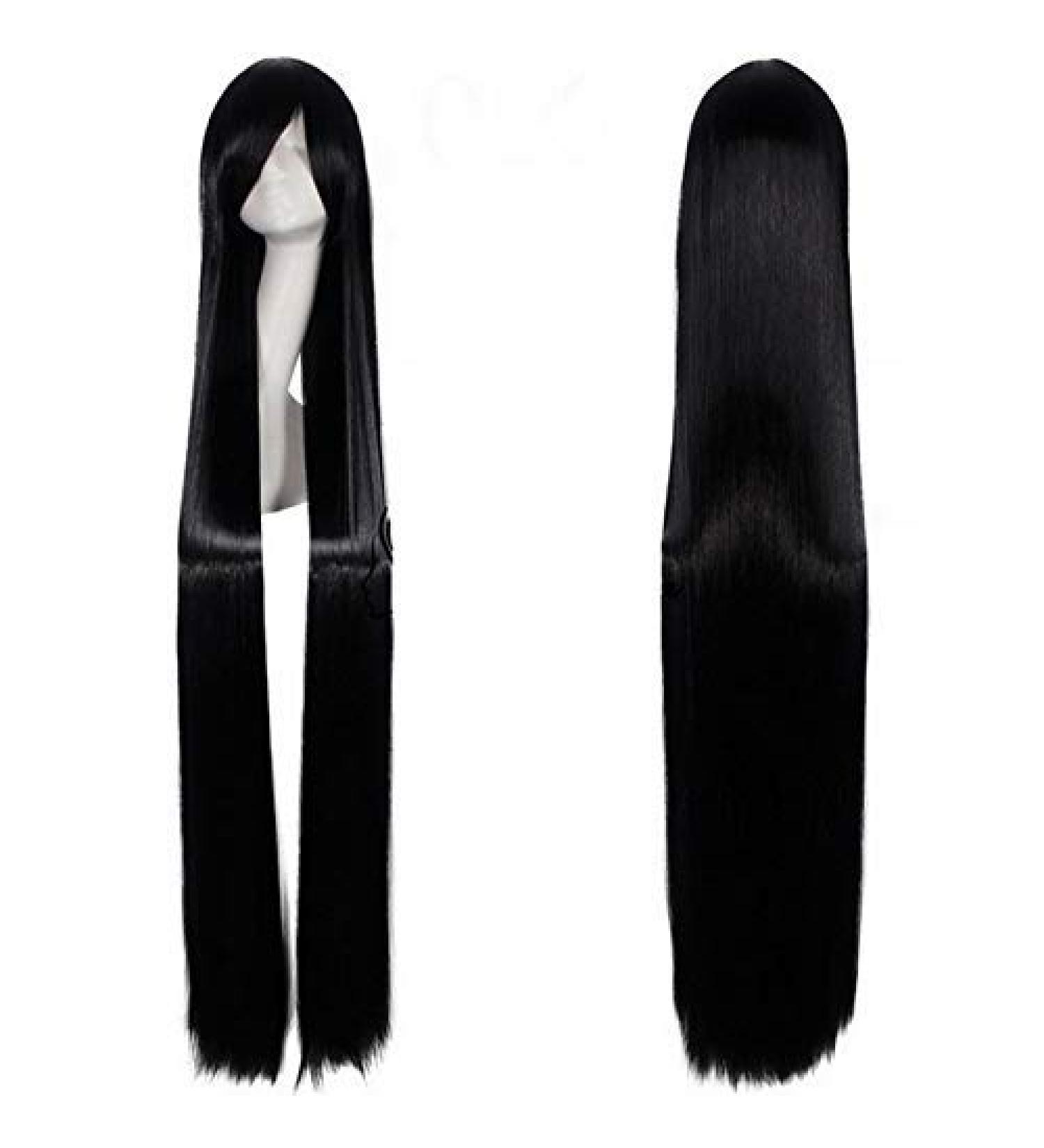 GJBXP 150cm Straight Super Long Anime Cosplay Wig with Bangs Synthetic Hair Black Blue Purple Red Orange White Wigs for Women Rose Net White Black
