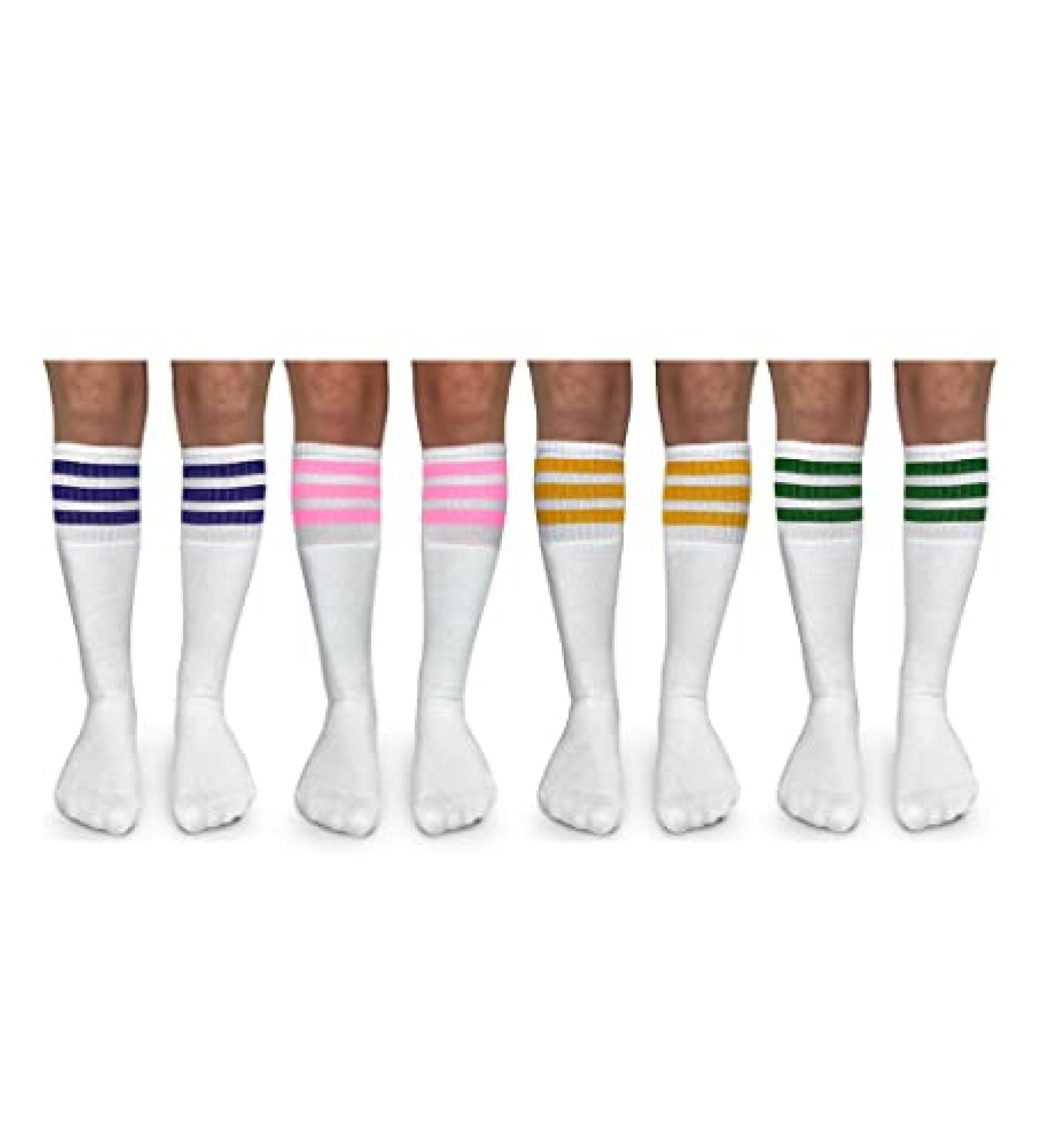 Jefferies Socks Kids Unisex Stripe Knee High Tube Socks 4 Pack - Rainbow Assorted (Medium) - Buy Online on SooperMarket.com