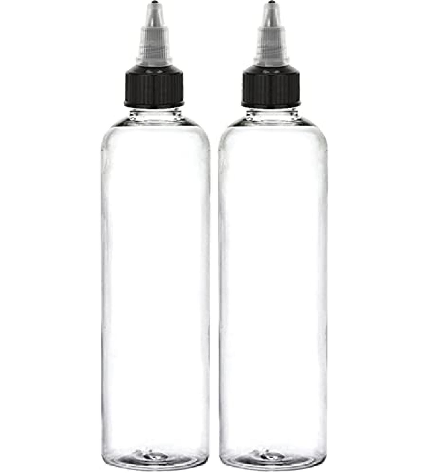BRIGHTFROM Twist Top Black Applicator Bottles 8 oz - Pack of 2 | BPA-Free PET Plastic | Refillable Squeeze Bottles for Multi Purpose Use - Buy Online on SooperMarket.com