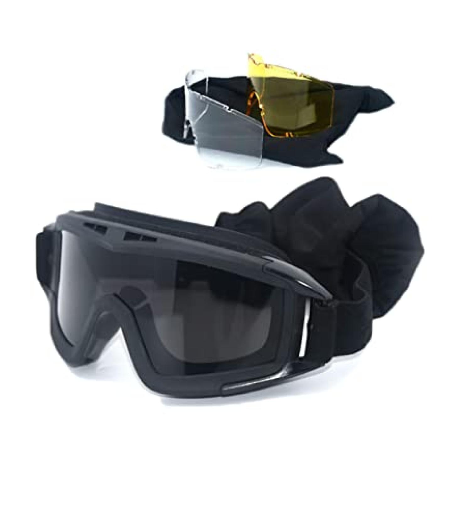 HARGLESMAN Airsoft Goggles Tactical Safety Glasses | Anti-Fog Interchangeable Lenses for Hunting, Cycling, Paintball - Black - Buy Online on SooperMarket.com