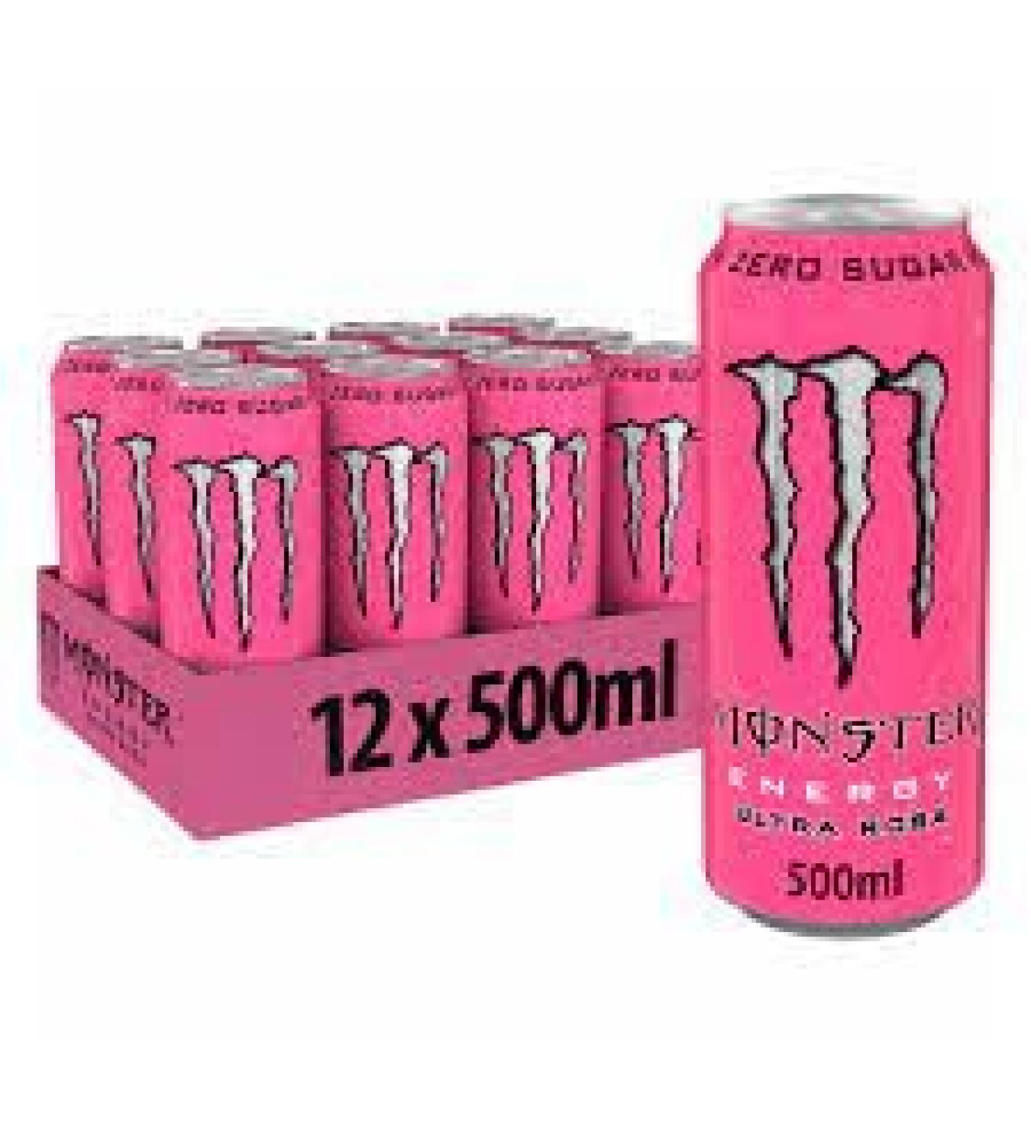 Monster Energy Drinks 12x500ml Fresh New Energy Drinks (Ultra Rosa)