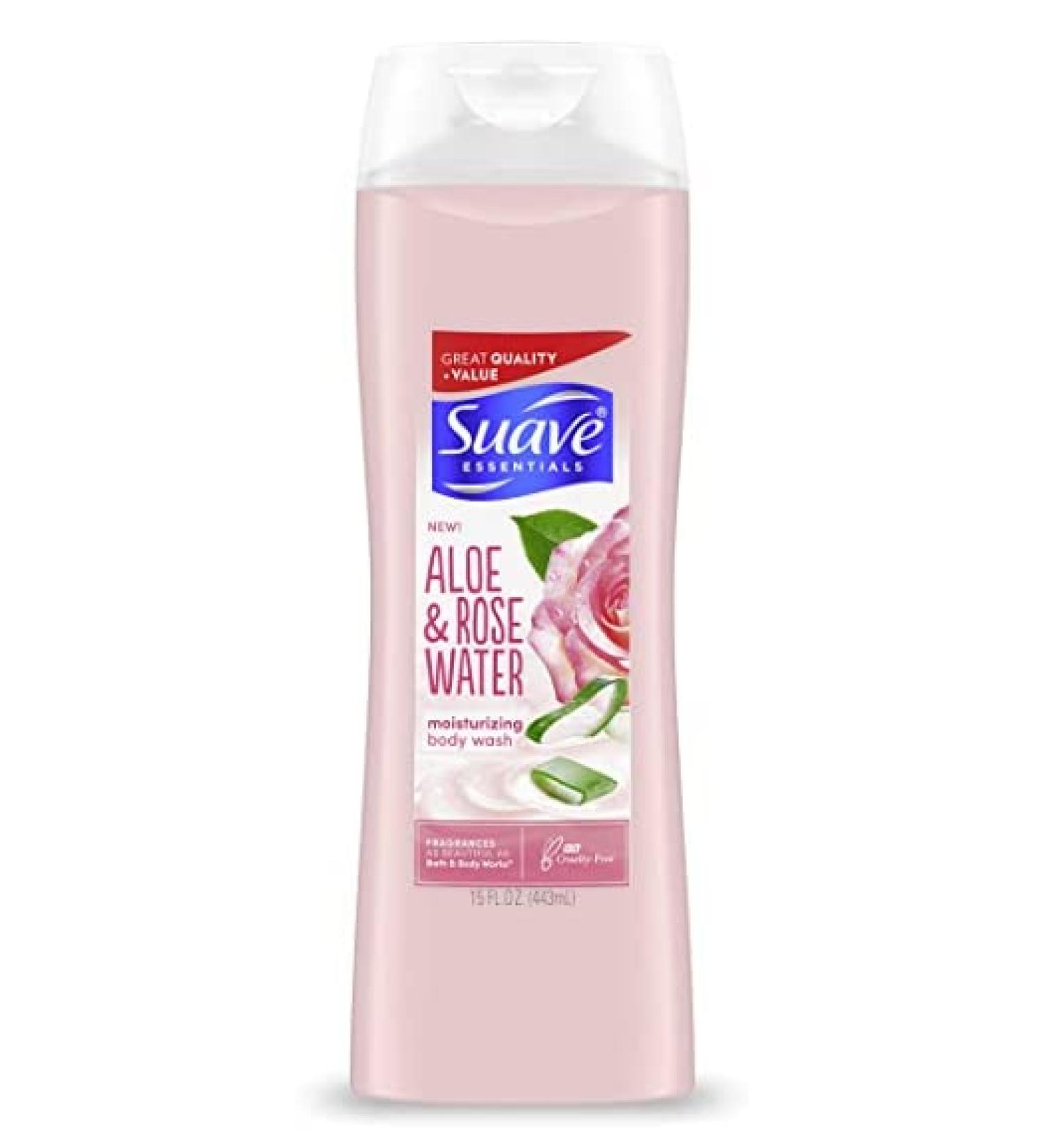 Suave Essentials Aloe & Rose Water Moisturizing Body Wash (Pack of 2) 15 FL. OZ. (2)