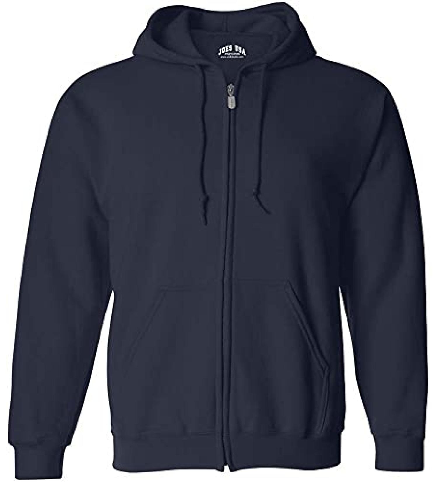 Joe's USA Full Zipper Hoodies - Hooded Sweatshirts in 25 Colors. Sizes S-5XL Large Navy