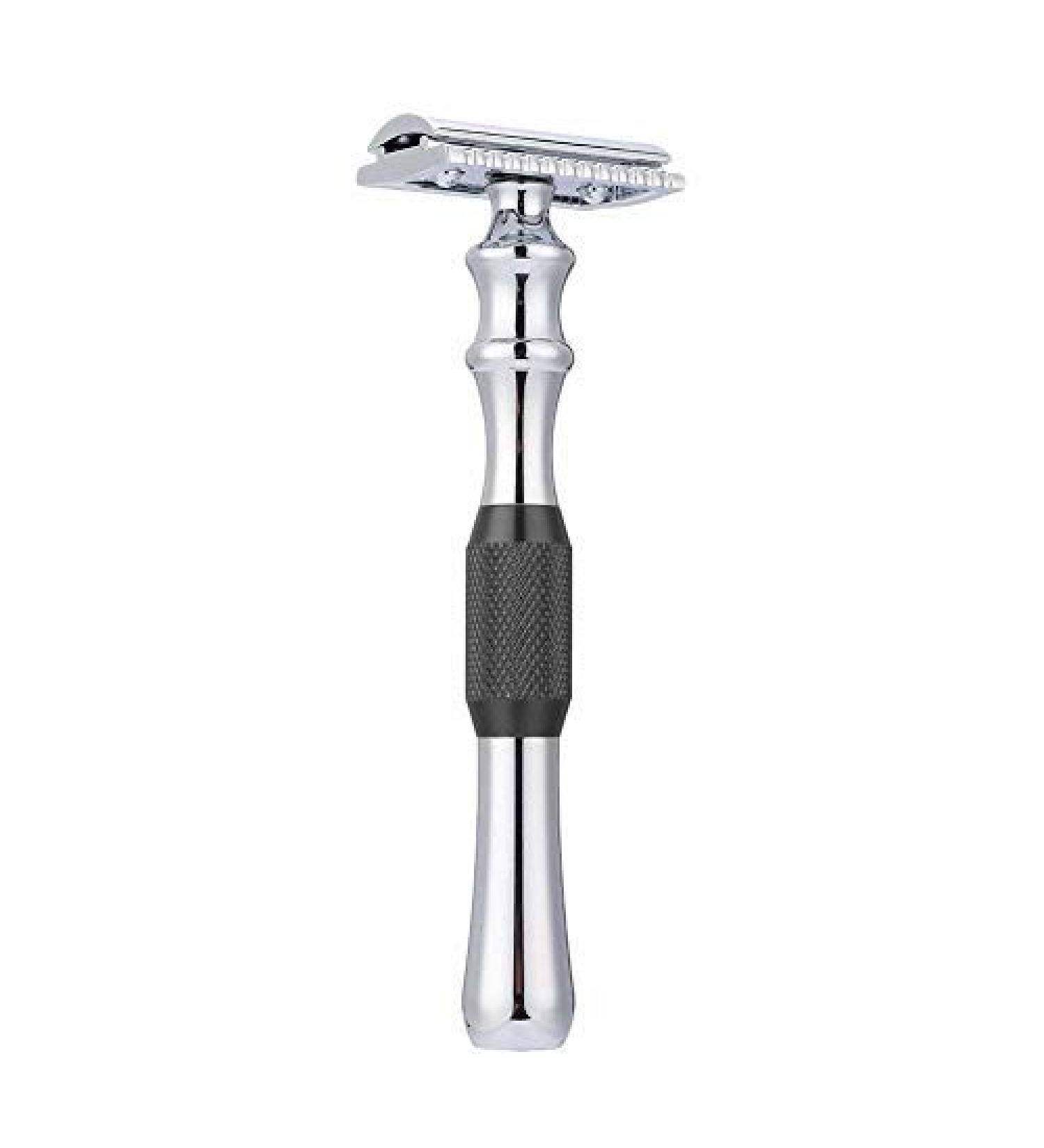 Classic Double Edge Metal Razor for Men - Black Shaving Razor for Beard Grooming | International Shipping Available - Buy Online on SooperMarket.com