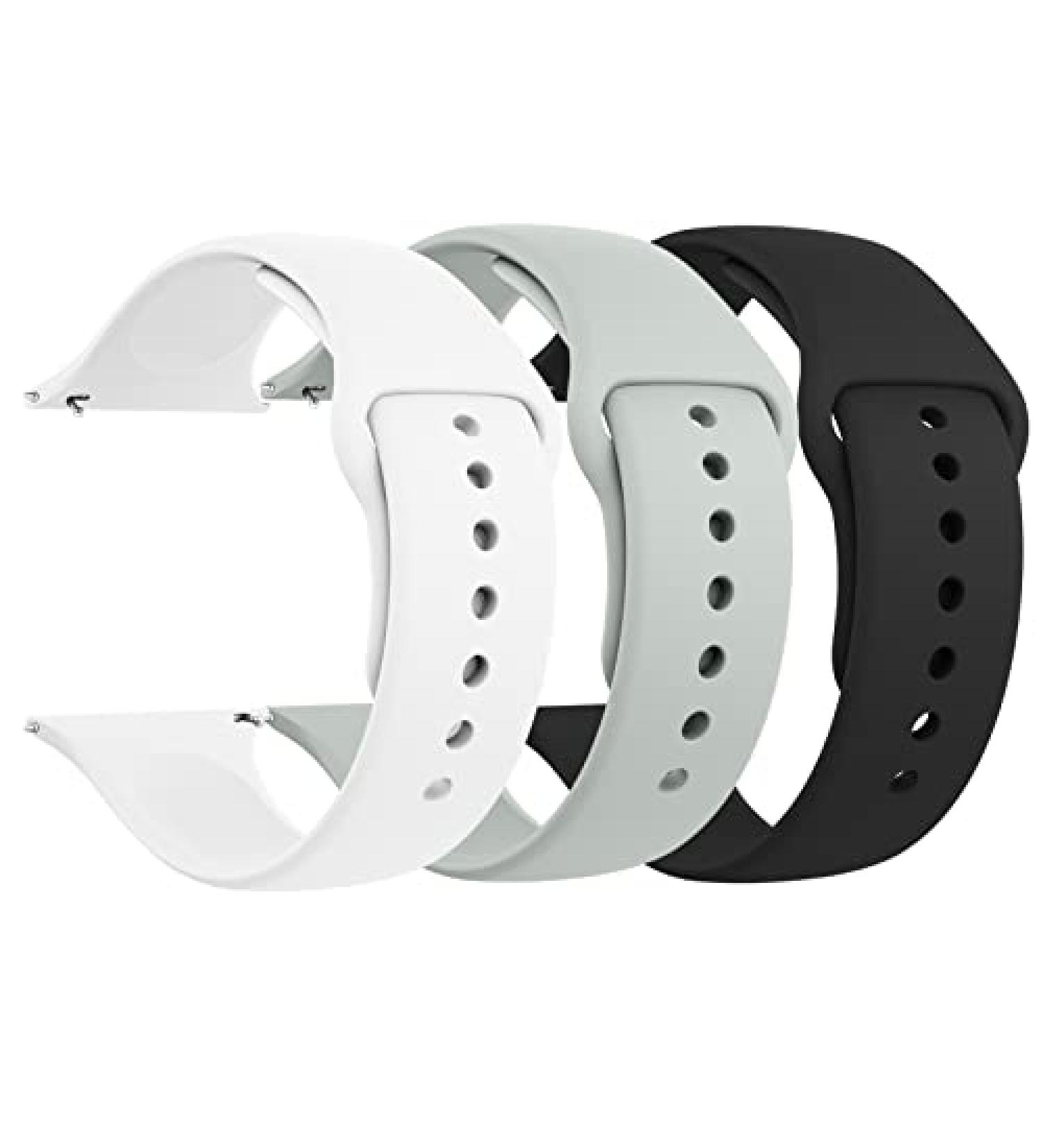 3 Pack Silicone Sport Bands Compatible with Apple Watch 38/40/41mm - White Grey Black - Replacement Straps for iWatch Series 8 7 6 5 4 3 SE - Men Women - Small Size - Buy Online on SooperMarket.com