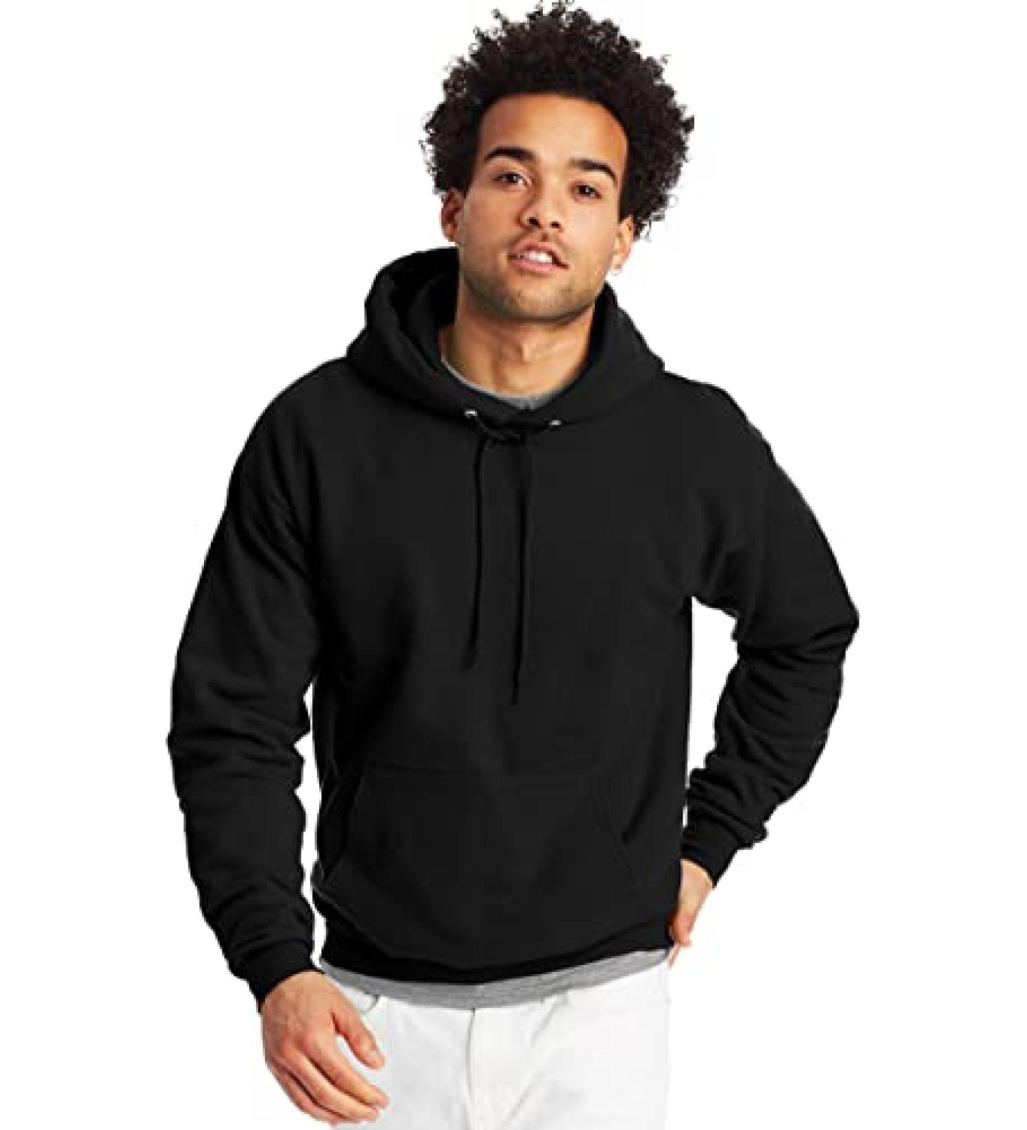 Hanes Men's EcoSmart Fleece Hoodie - Cotton-Blend Hooded Sweatshirt, Large Black - Buy Online on SooperMarket.com