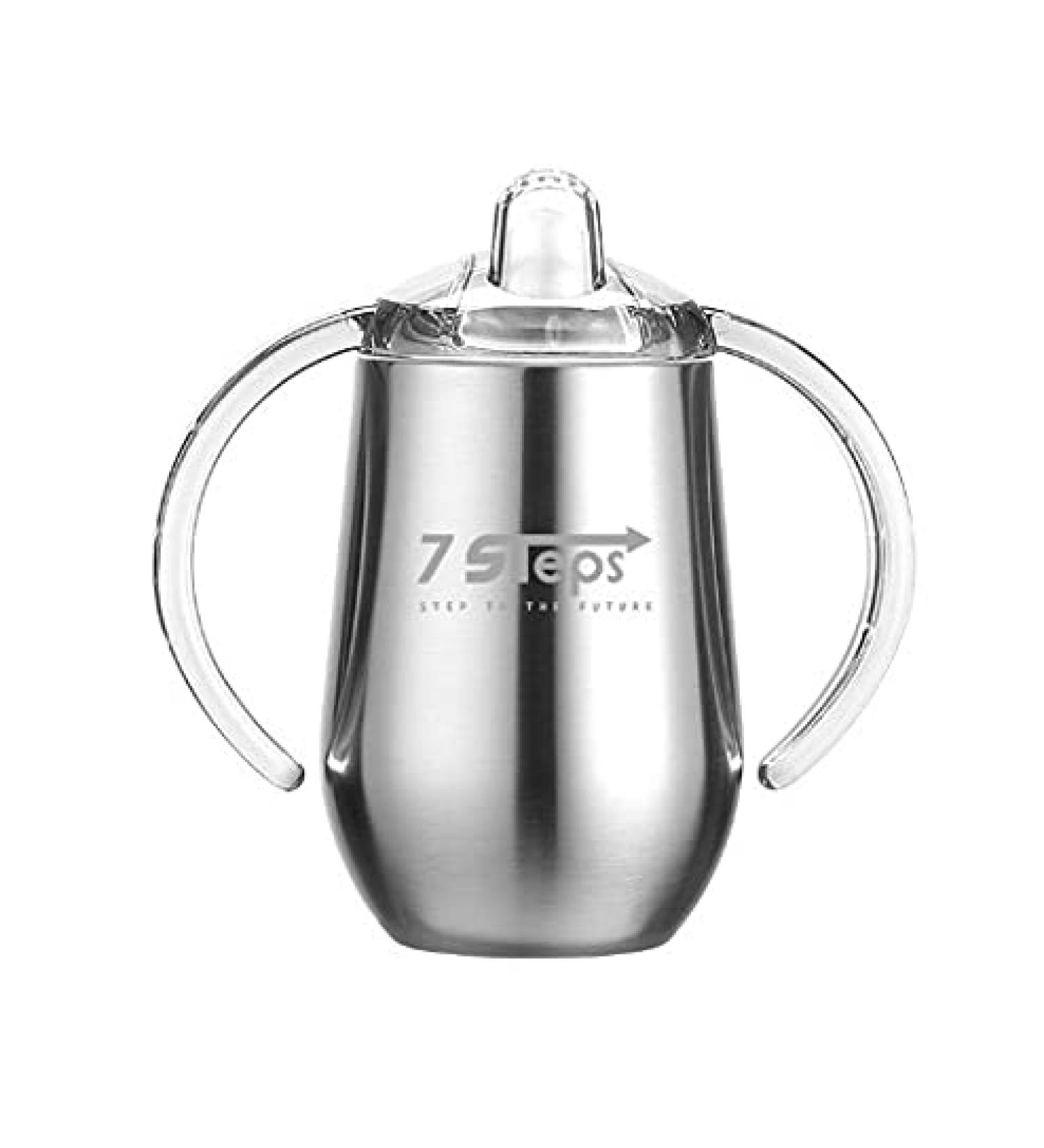10 Oz Stainless Steel Kids Sippy Cup Tumbler - Double Wall, Vacuum Insulated, BPA Free - No Leak, No Spill - Silver - Buy Online on SooperMarket.com